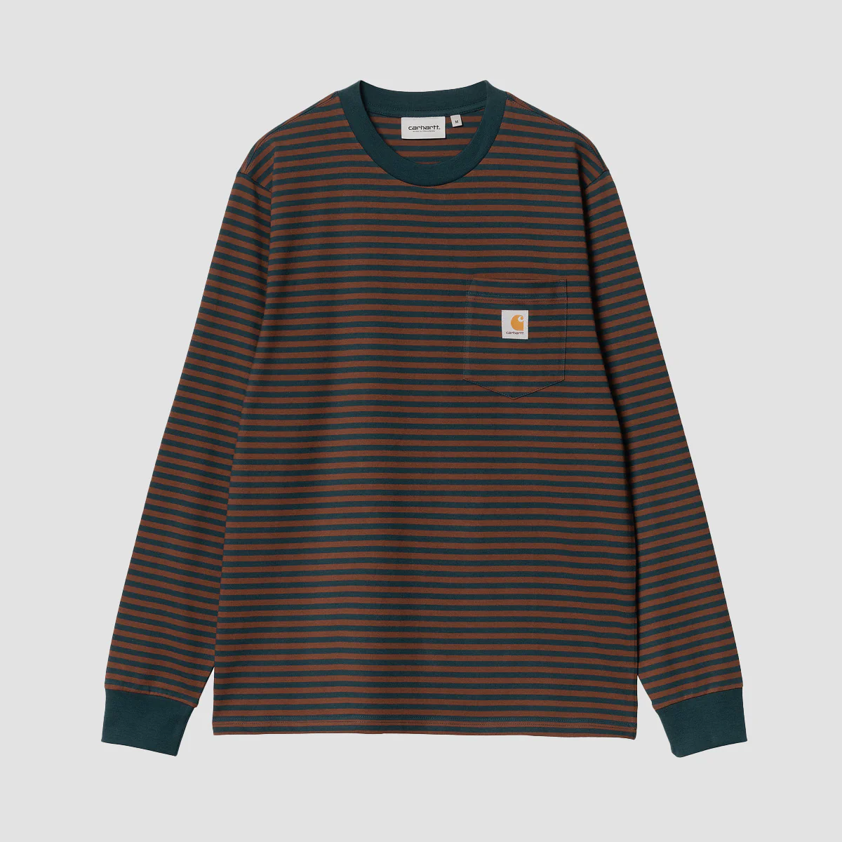 Carhartt WIP Verner Stripe Pocket Longsleeve T-Shirt Duck Blue/Offroad - Image 3