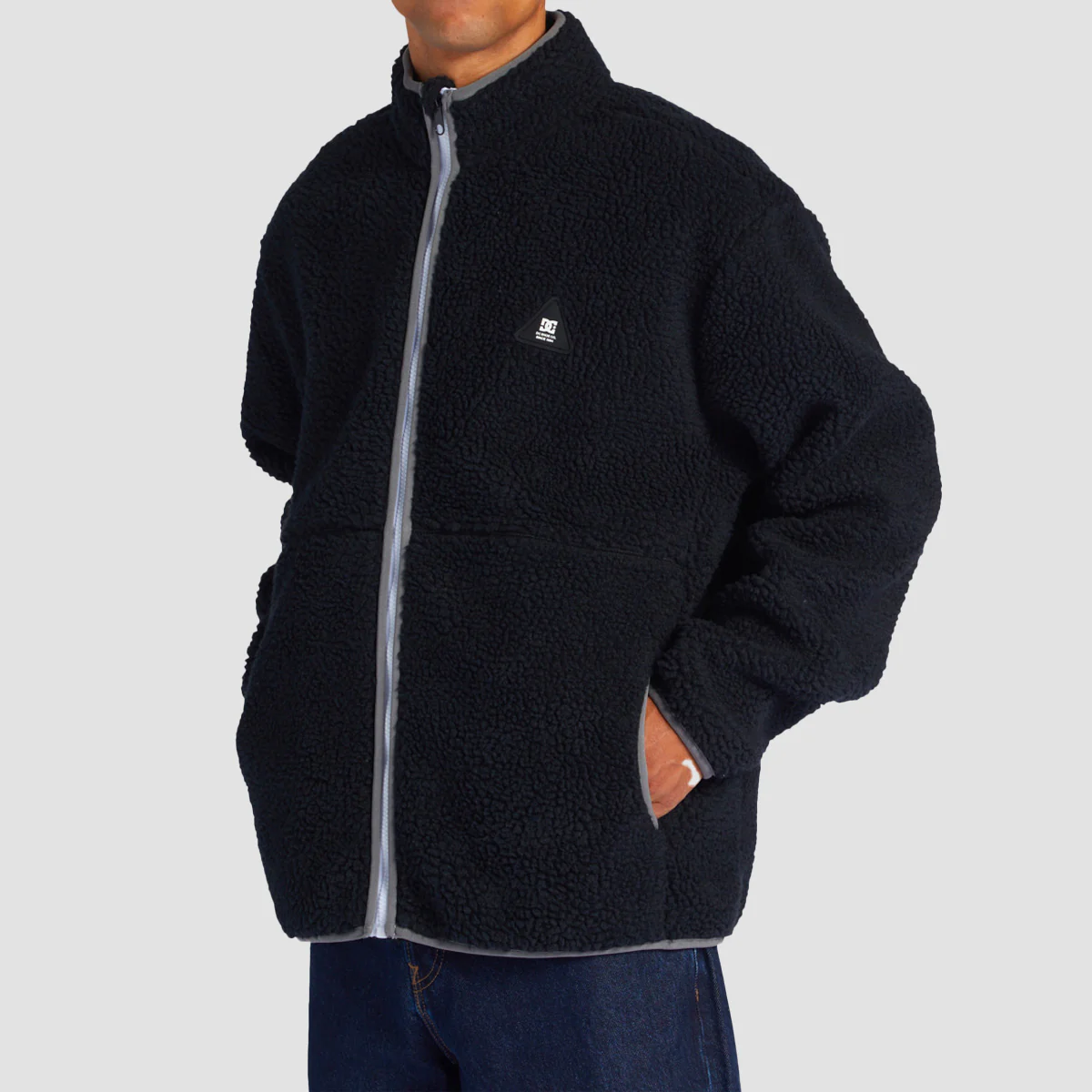 DC Amradical Zip-Up Mock Neck Fleece Black - Image 2