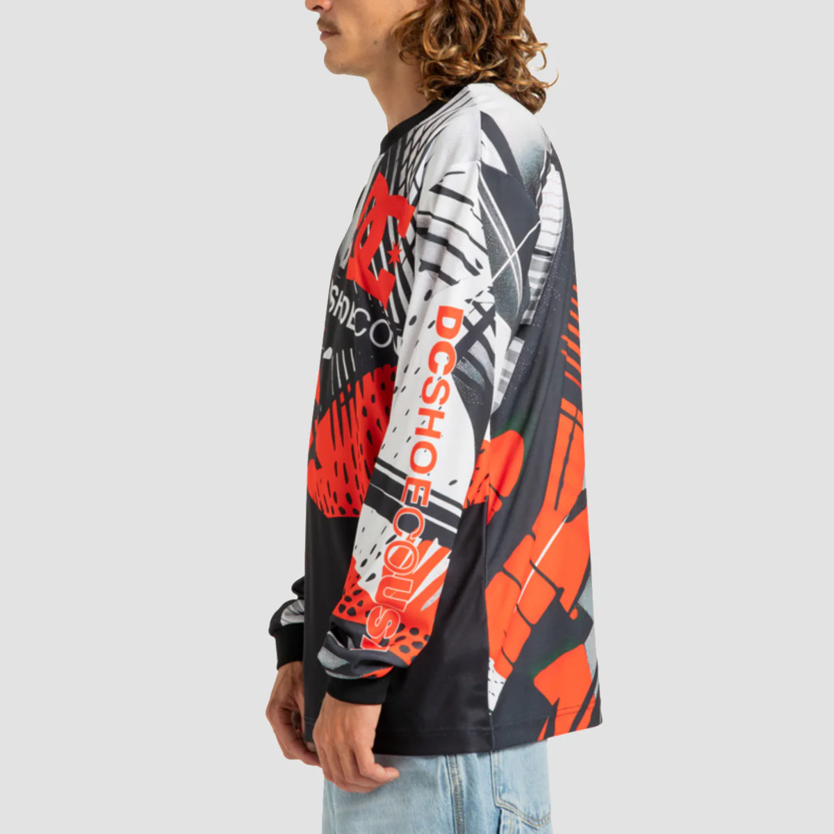 DC Burnout Longsleeve Moto T-Shirt Orange Popsicle - Image 3