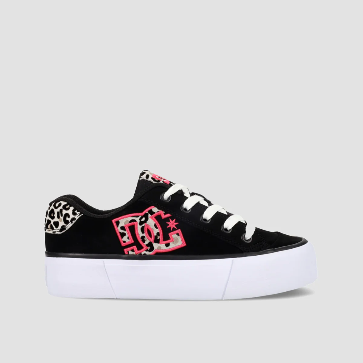 DC Chelsea Platform Shoes - Black/Crazy Pink Print - Womens