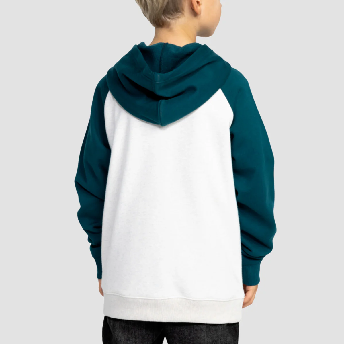 DC Corpo Raglan Pullover Hoodie Snow Heather/Deep Teal - Kids - Image 2