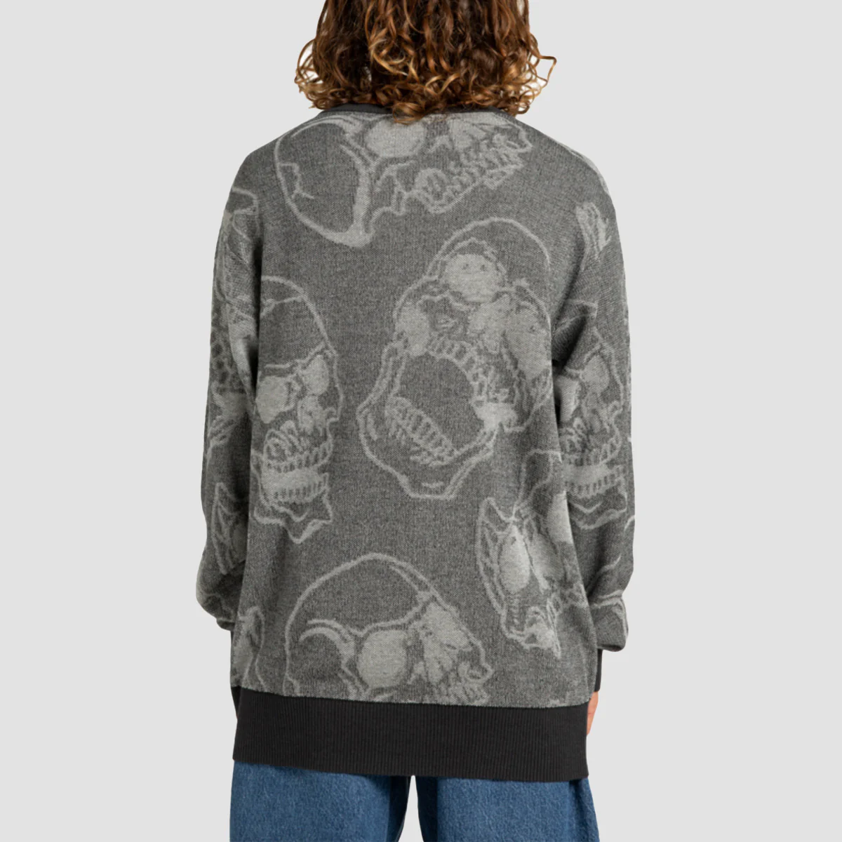 DC Fracture Knit Sweatshirt Heather Skully Print - Image 2