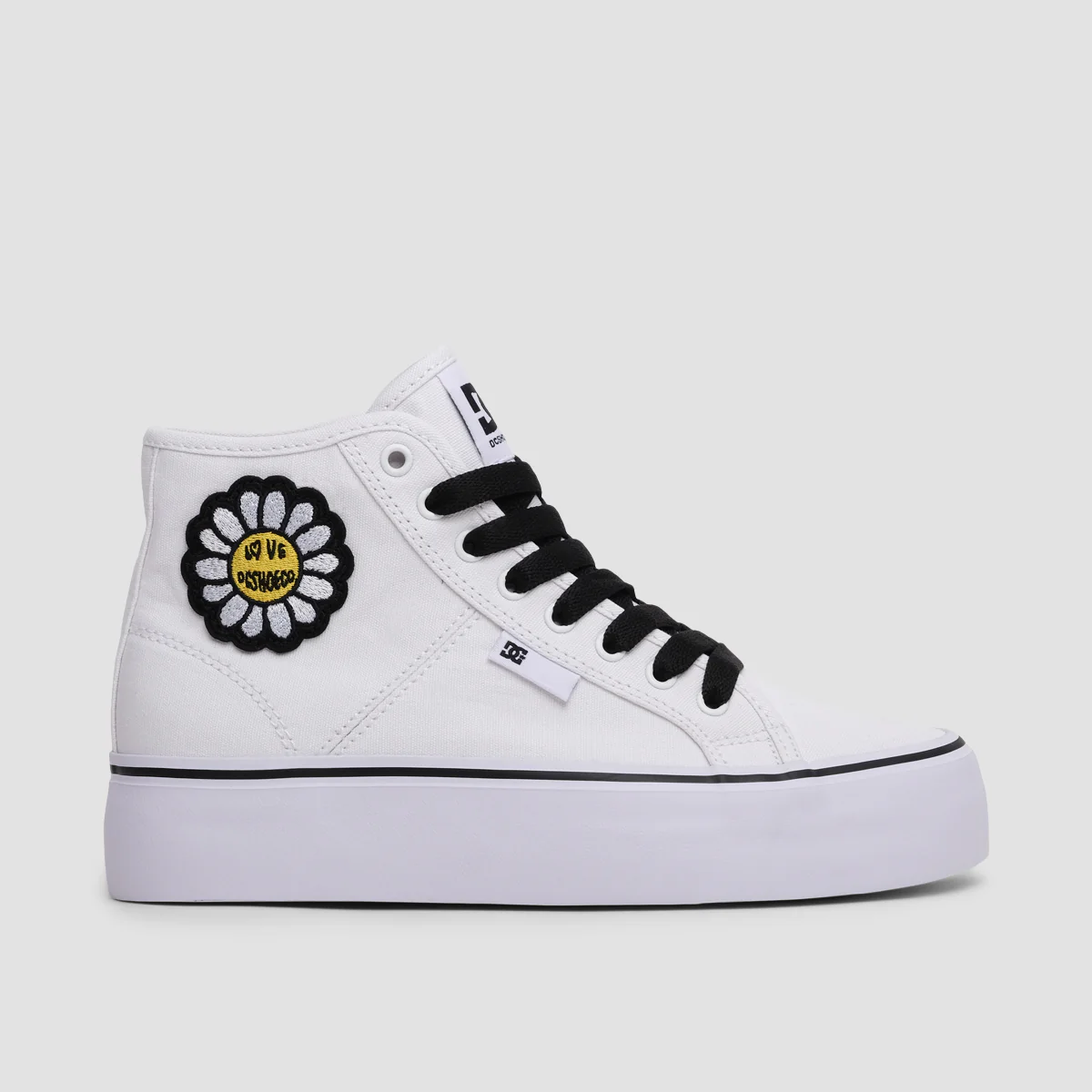 DC Manual Hi Platform Shoes - White/Black/Flower - Womens