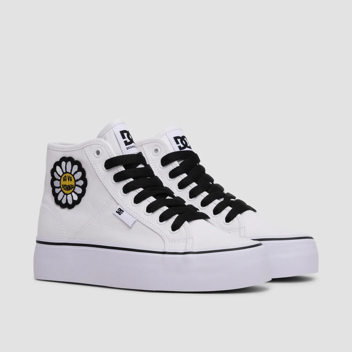 DC Manual Hi Platform Shoes - White/Black/Flower - Womens - Image 2