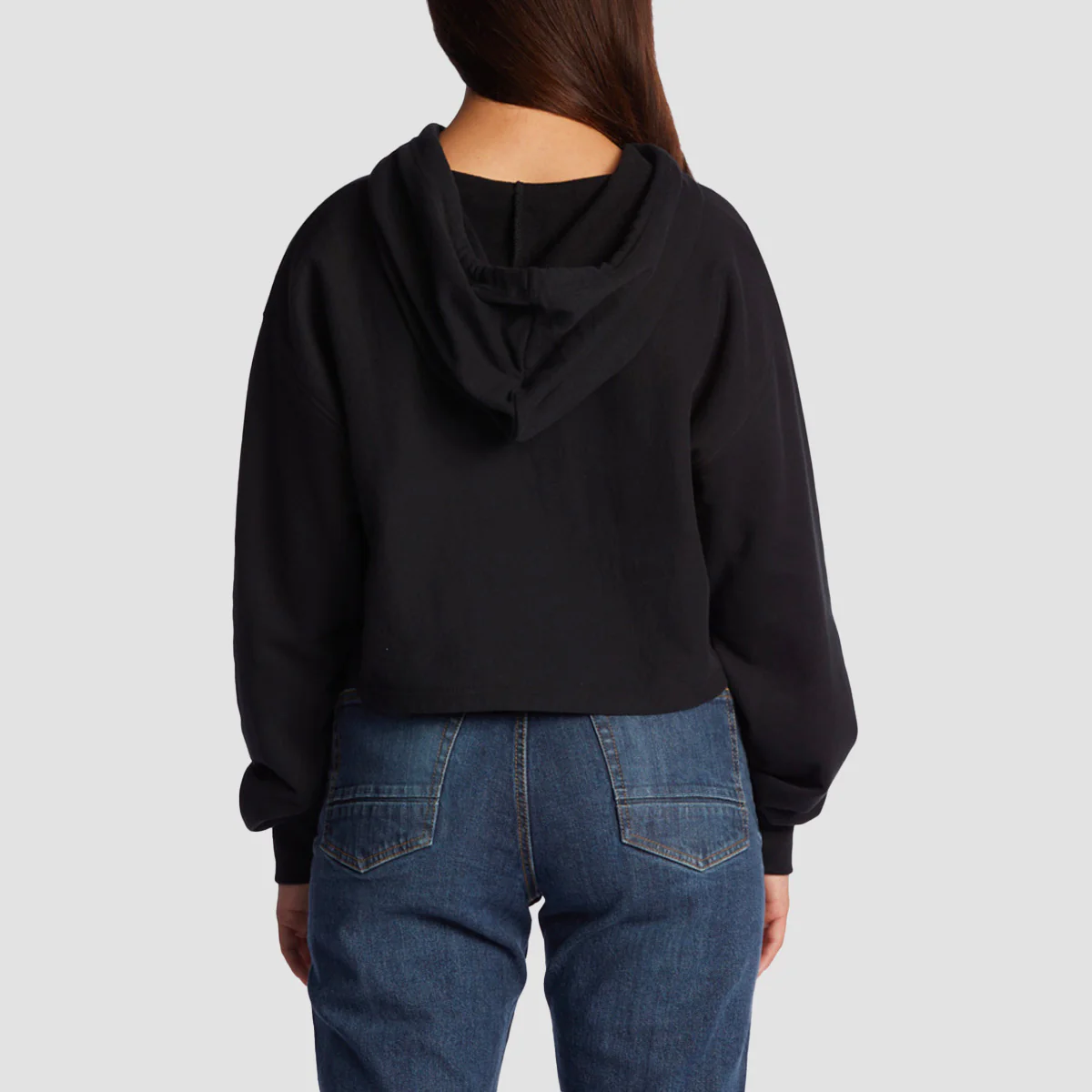 DC Star Cropped Pullover Hoodie Black - Womens - Image 3