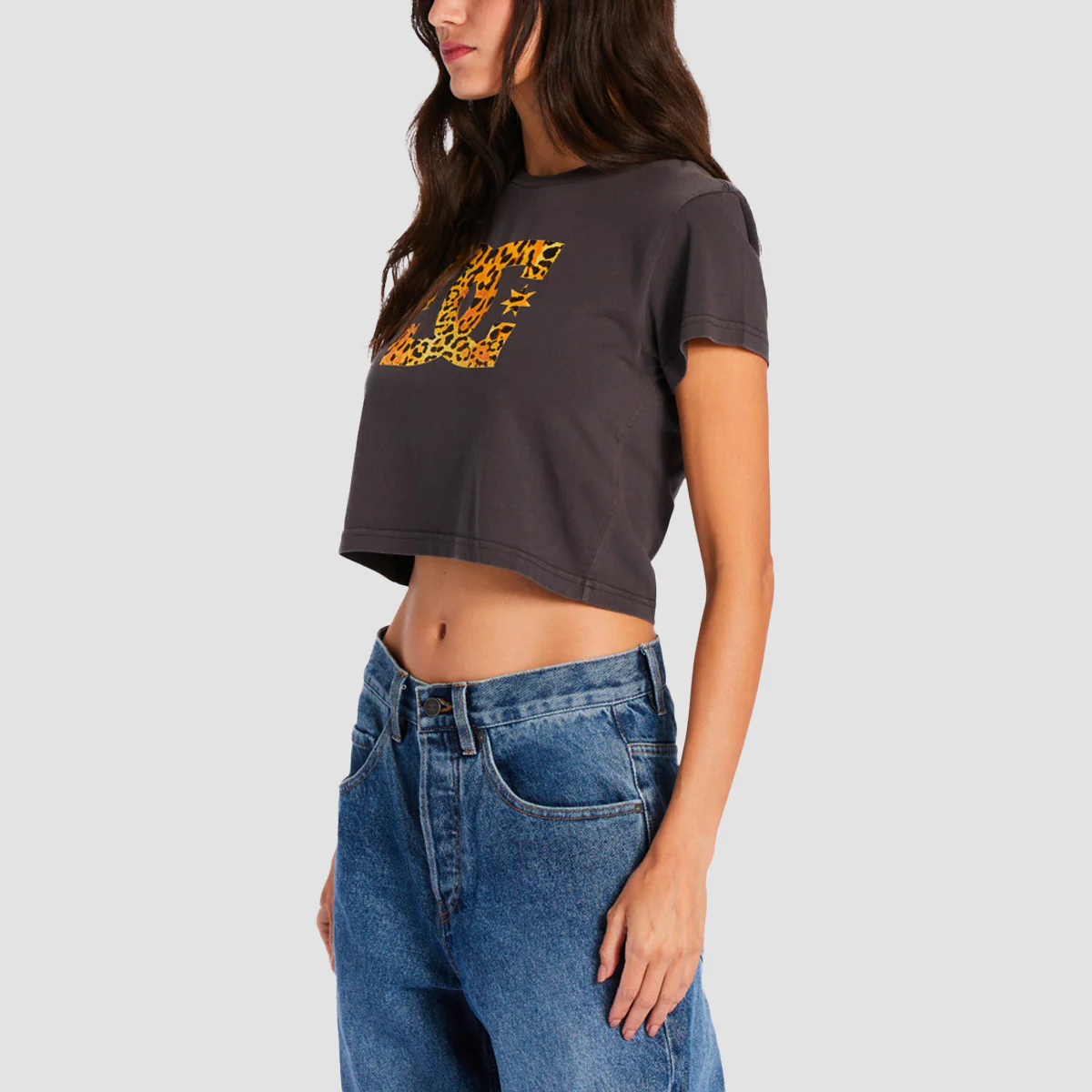 DC Star Fill Cropped T-Shirt Black Enzyme Wash - Womens - Image 2