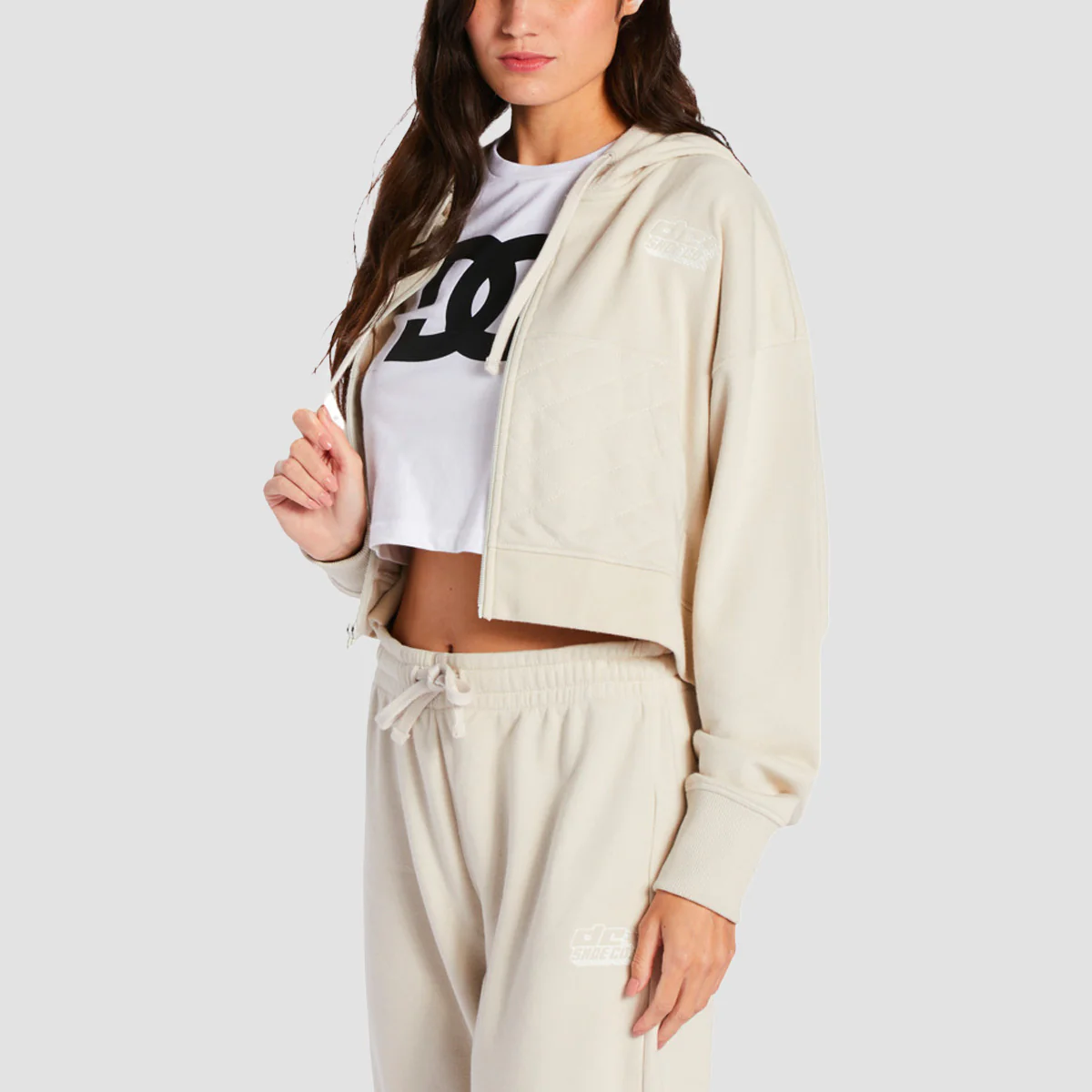 DC Stardust Cropped Zip Hoodie Silver Birch - Womens - Image 2