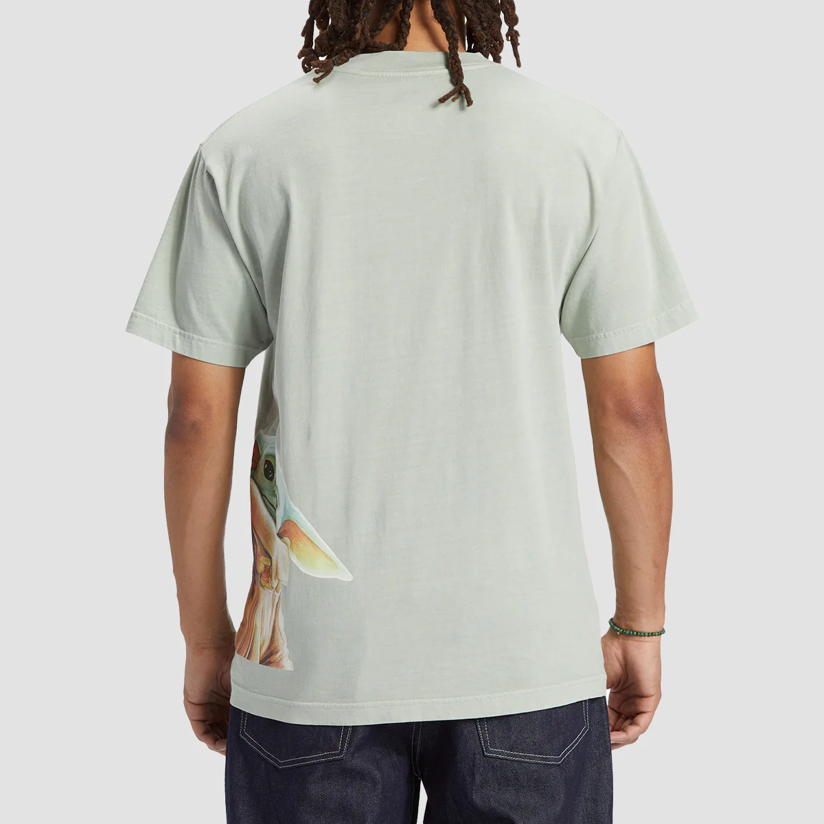 DC X Star Wars Grogu T-Shirt Silt Green Enzyme Wash - Image 3