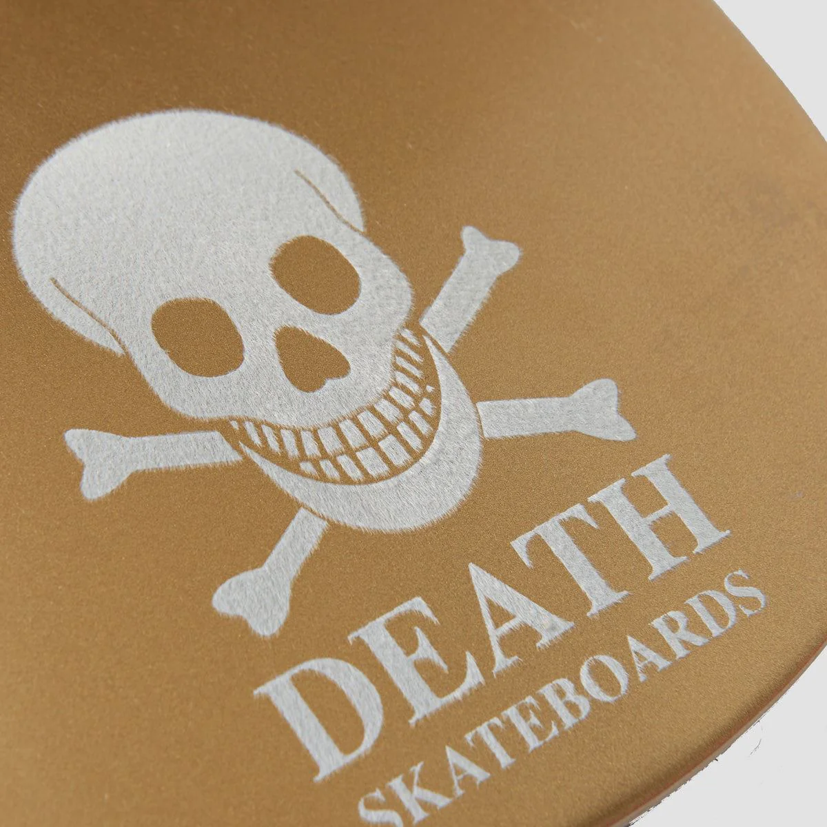 Death Zarosh Heart Hand Screened Pool Skateboard Deck Gold/White Skull - 9" - Image 4