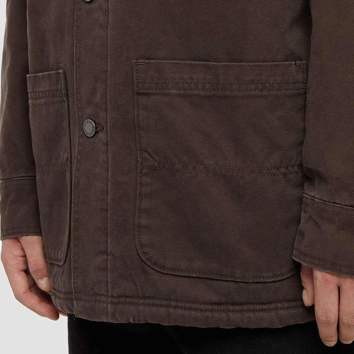 Dickies Duck High Pile Fleece Lined Chore Jacket Dark Brown - Image 3