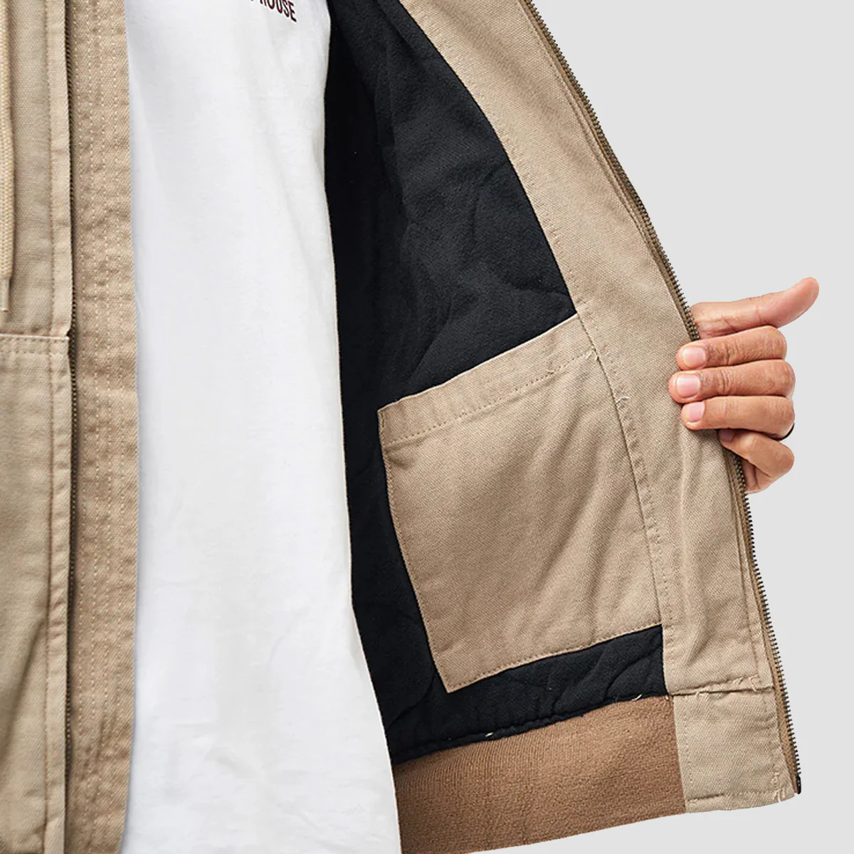 Dickies Hilham Hooded Canvas Jacket Desert Sand - Image 3