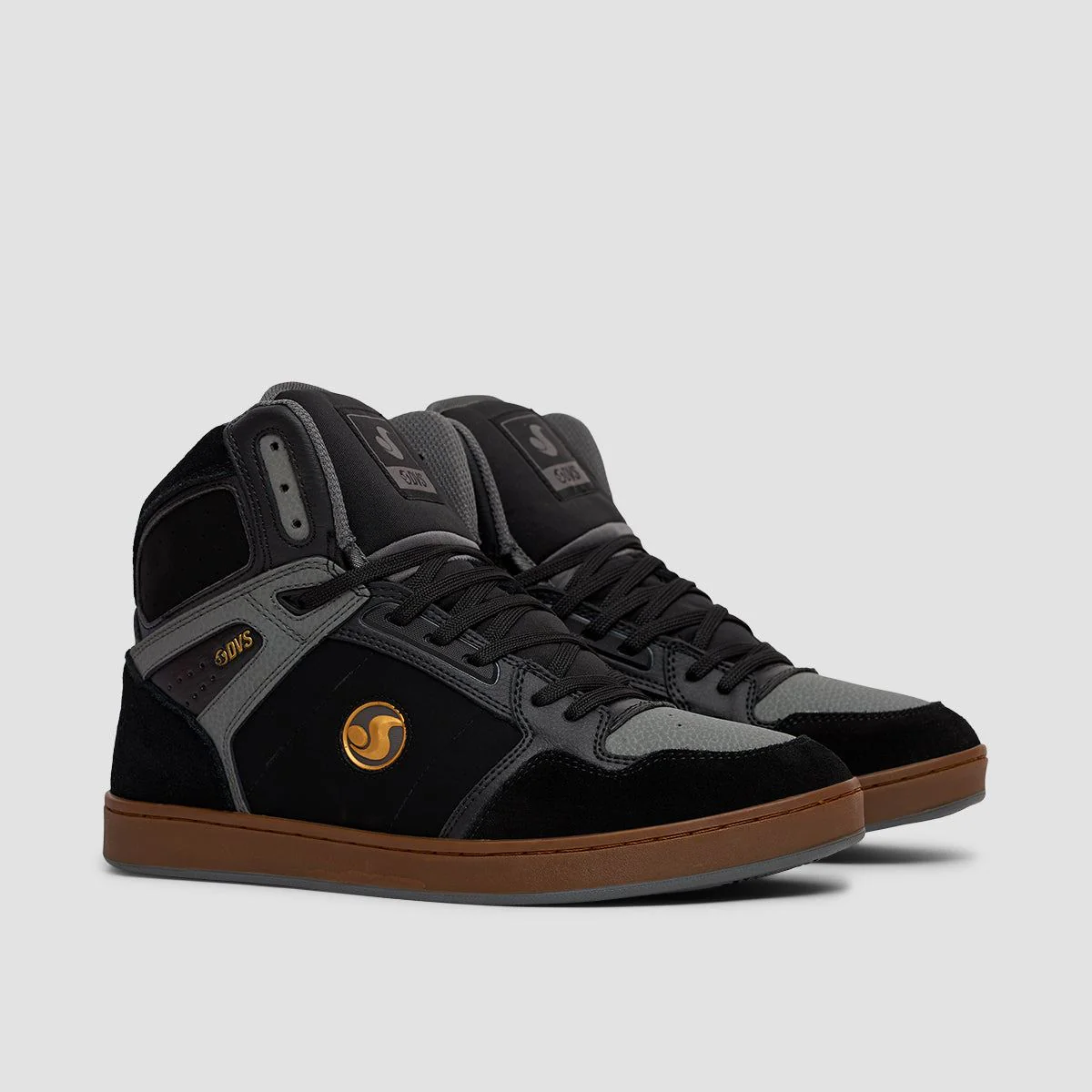 DVS Honcho High Top Shoes - Black/Charcoal/Gold Suede - Image 2
