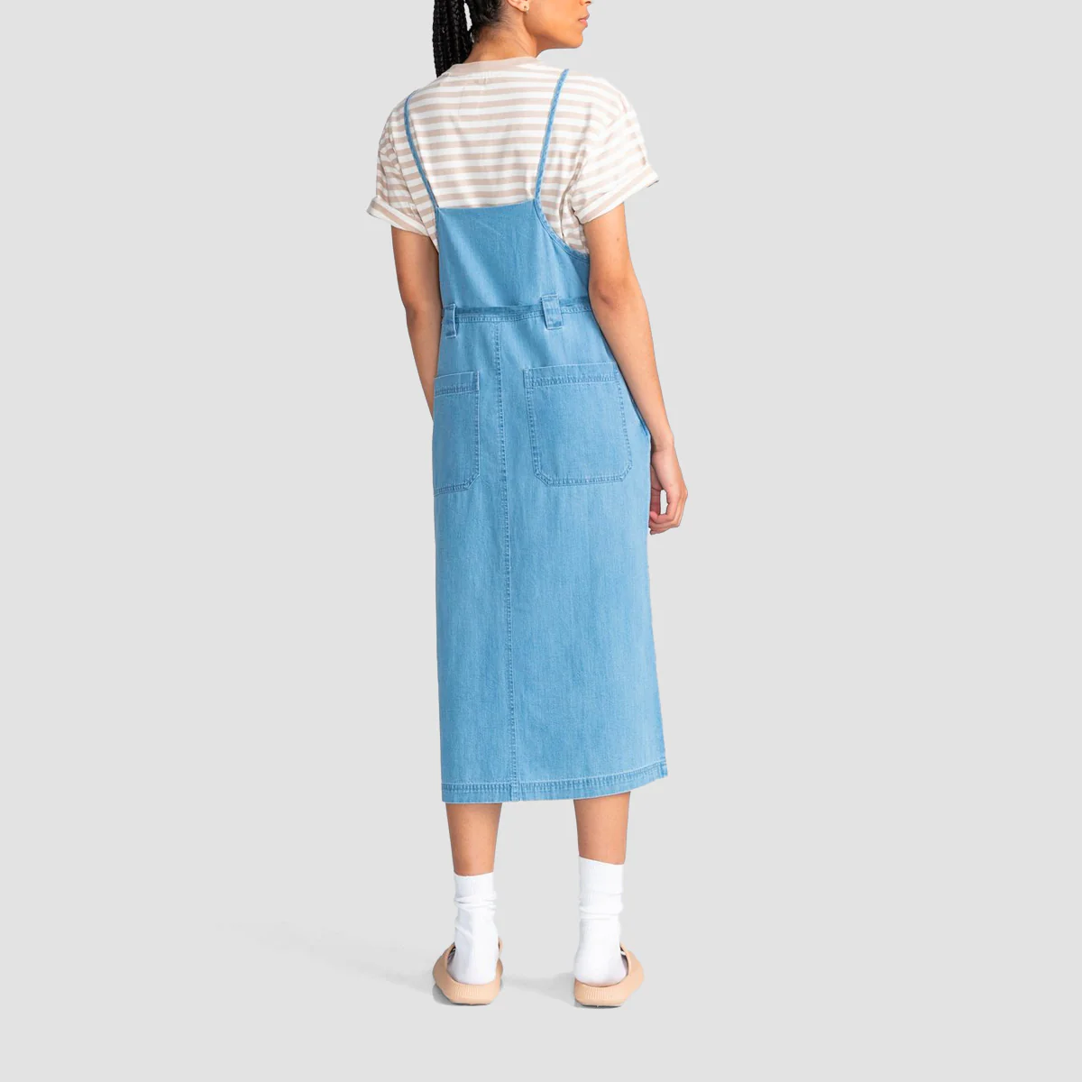 Element Denim Apron Midi Dress Bleached - Womens - Image 2