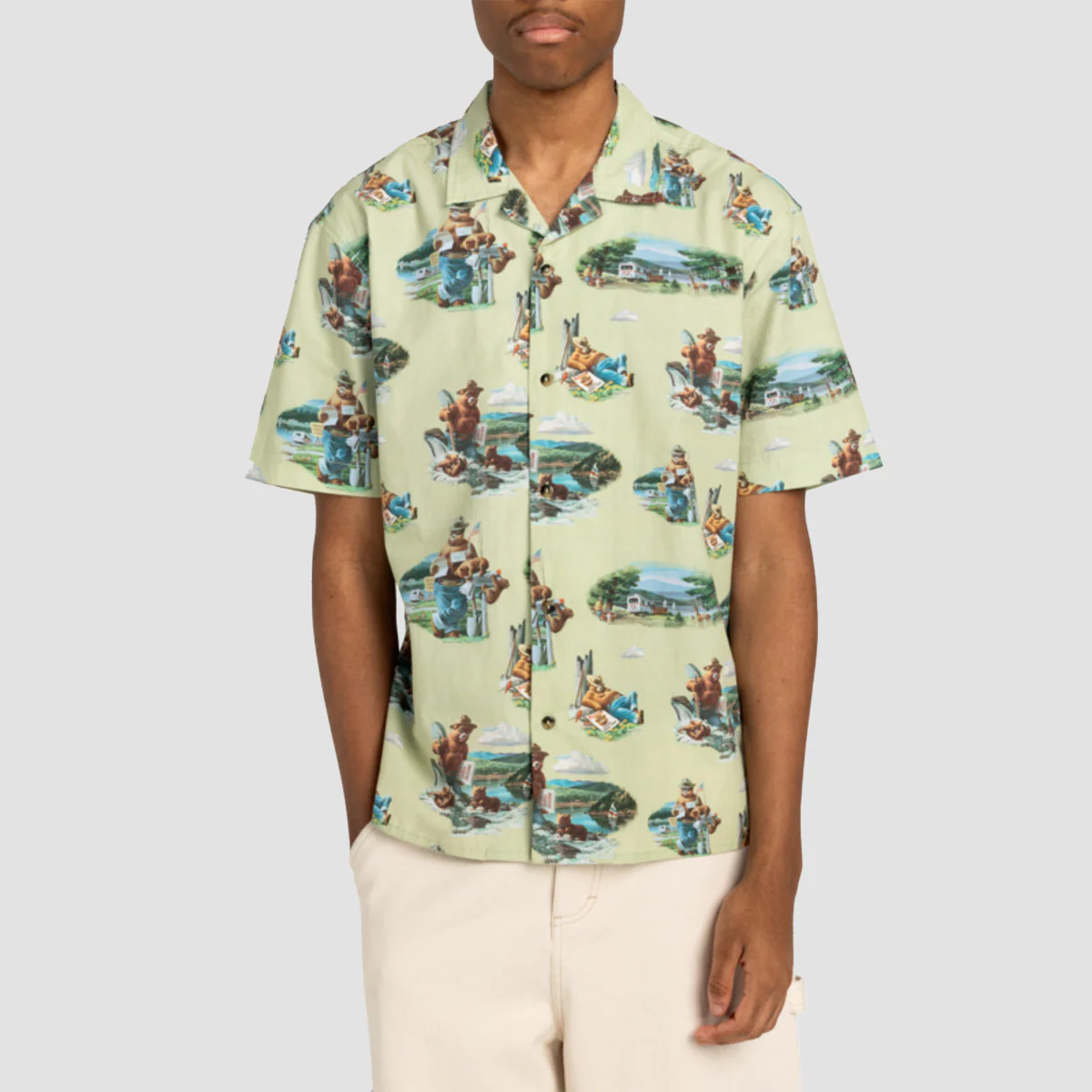 Element X Smokey Bear Camp Short Sleeve Shirt Oyster Grey