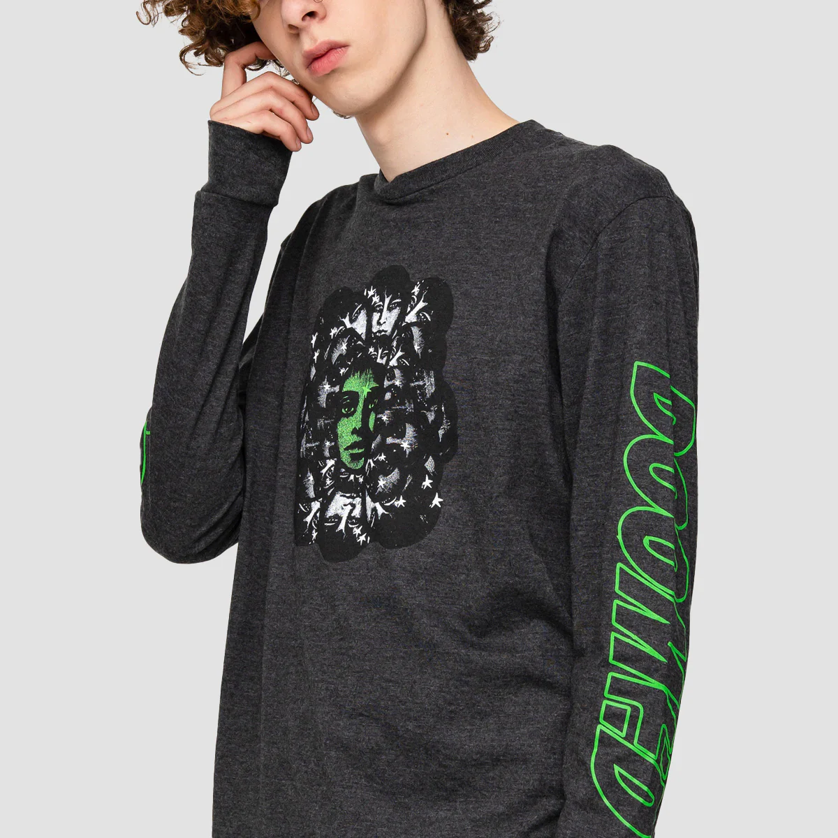 Etnies X Doomed Longsleeve T-Shirt Charcoal/Heather - Image 2