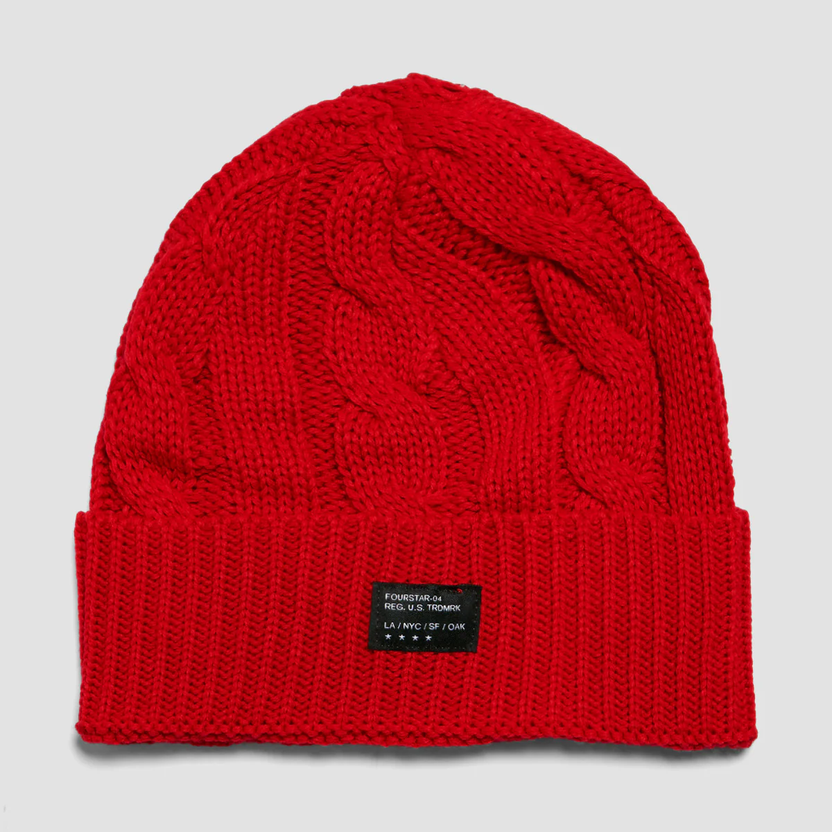 Fourstar Cable Knit Fold Beanie Red