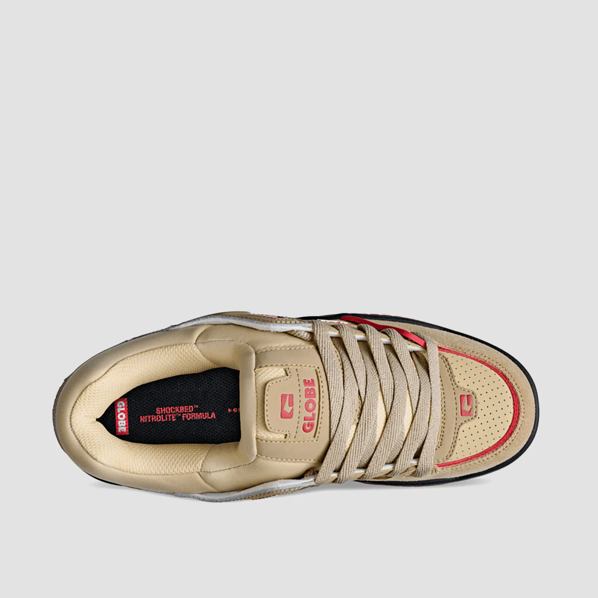 Globe Fusion Shoes - Khaki/Red - Image 2
