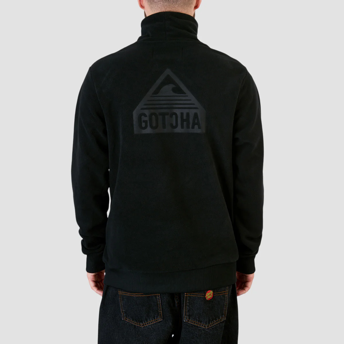 Gotcha Funnel Neck Fleece Sweatshirt Jet Black - Image 2