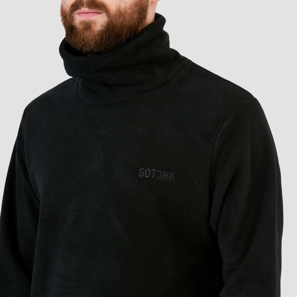 Gotcha Funnel Neck Fleece Sweatshirt Jet Black - Image 3