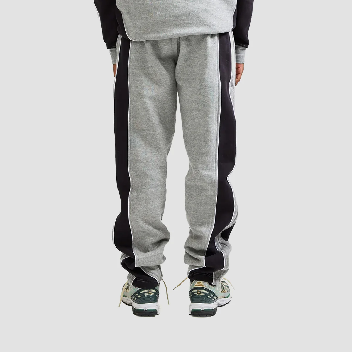 GVNMNT 2 Tone Panelled Sweatpants Grey/Black - Image 3