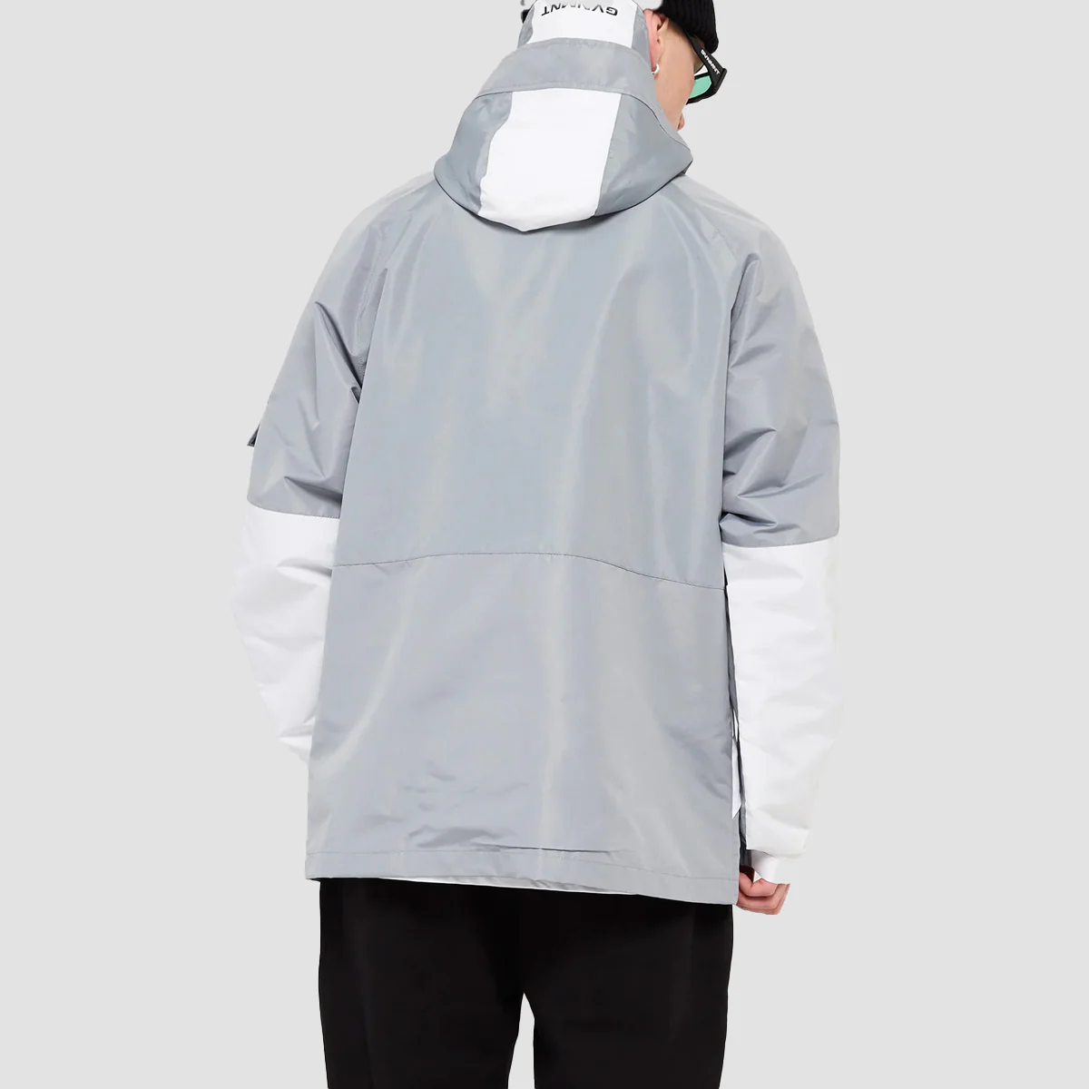 GVNMNT Front Line Hooded Tech Jacket Grey/White - Image 2
