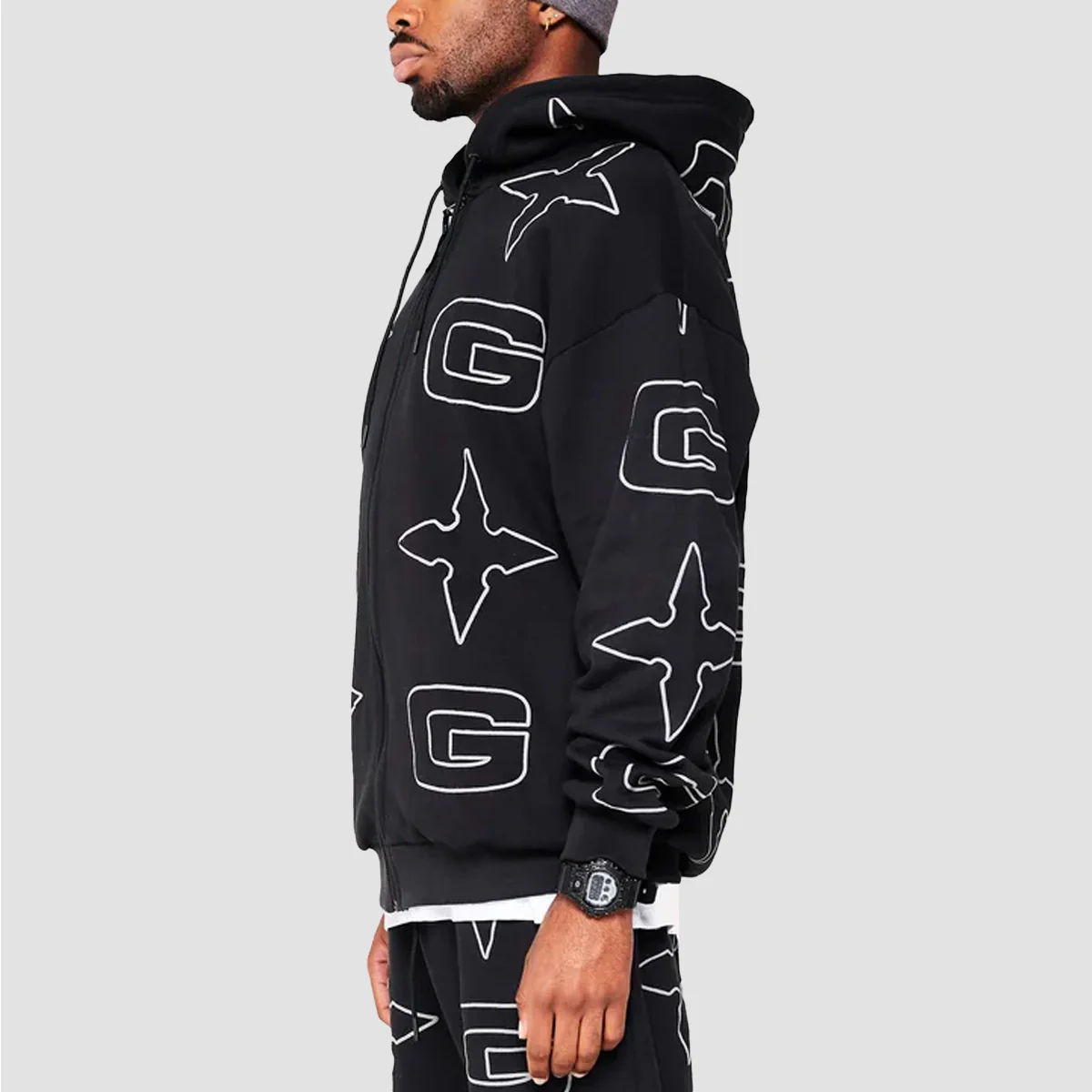 GVNMNT Star Zip Hoodie Black - Image 2