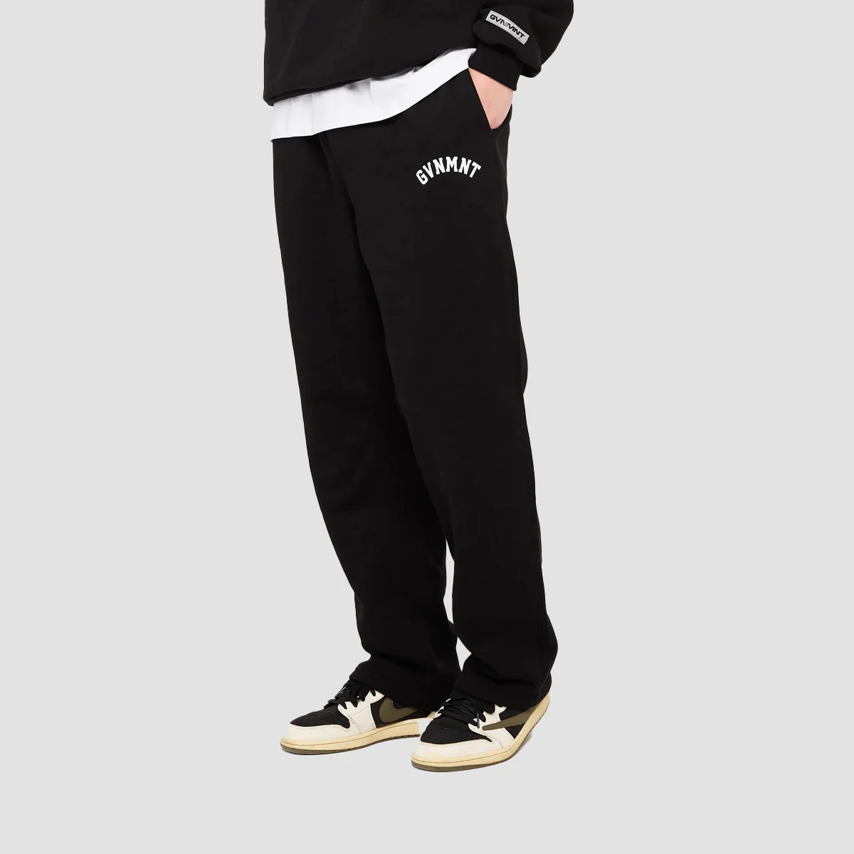 GVNMNT Varsity Straight leg Jog Pants Black - Image 2