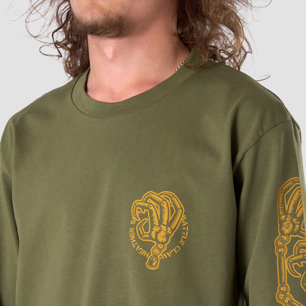 Heathen Battle Claw Longsleeve T-Shirt Army - Image 3