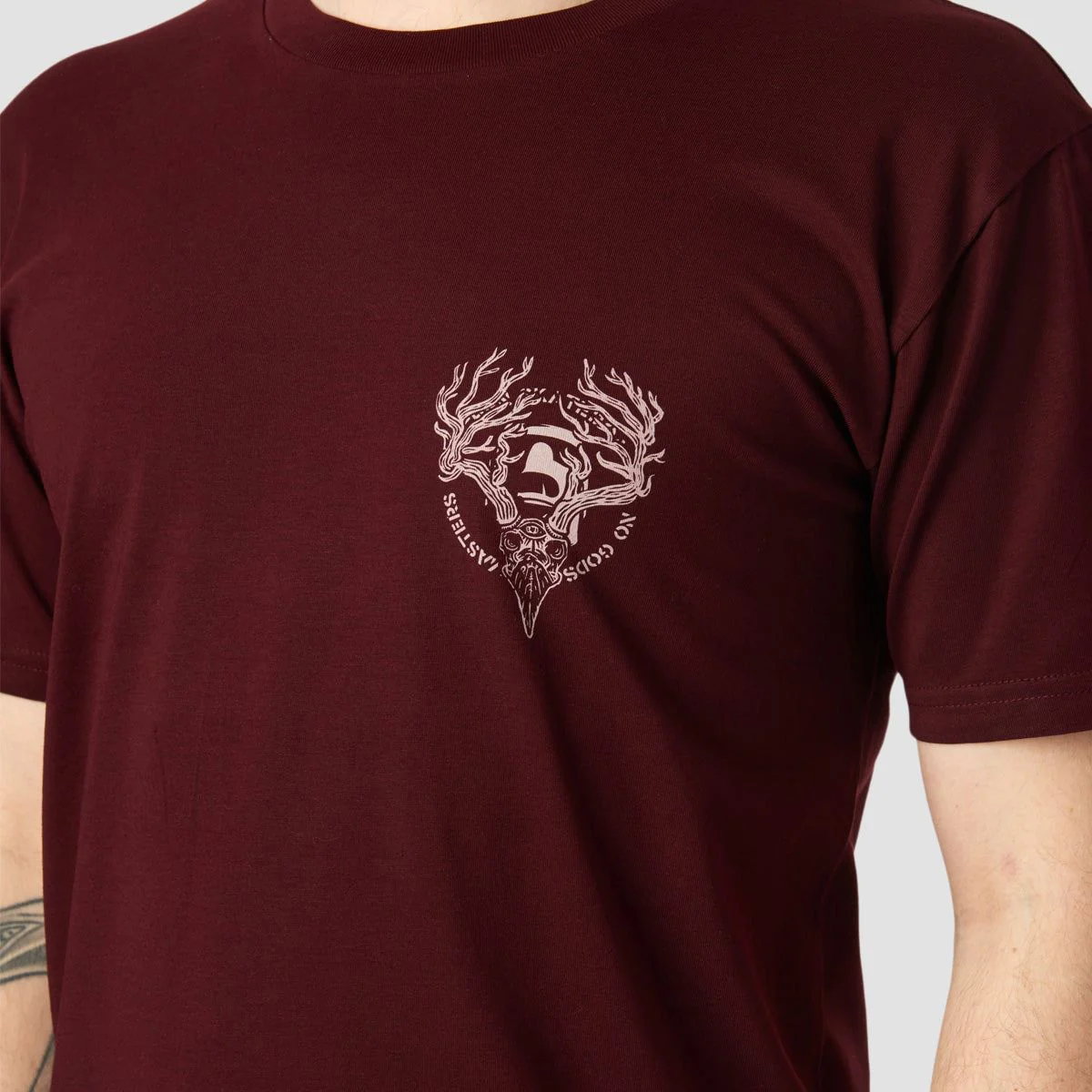 Heathen Ceronnous Mono T-Shirt Burgundy - Image 3