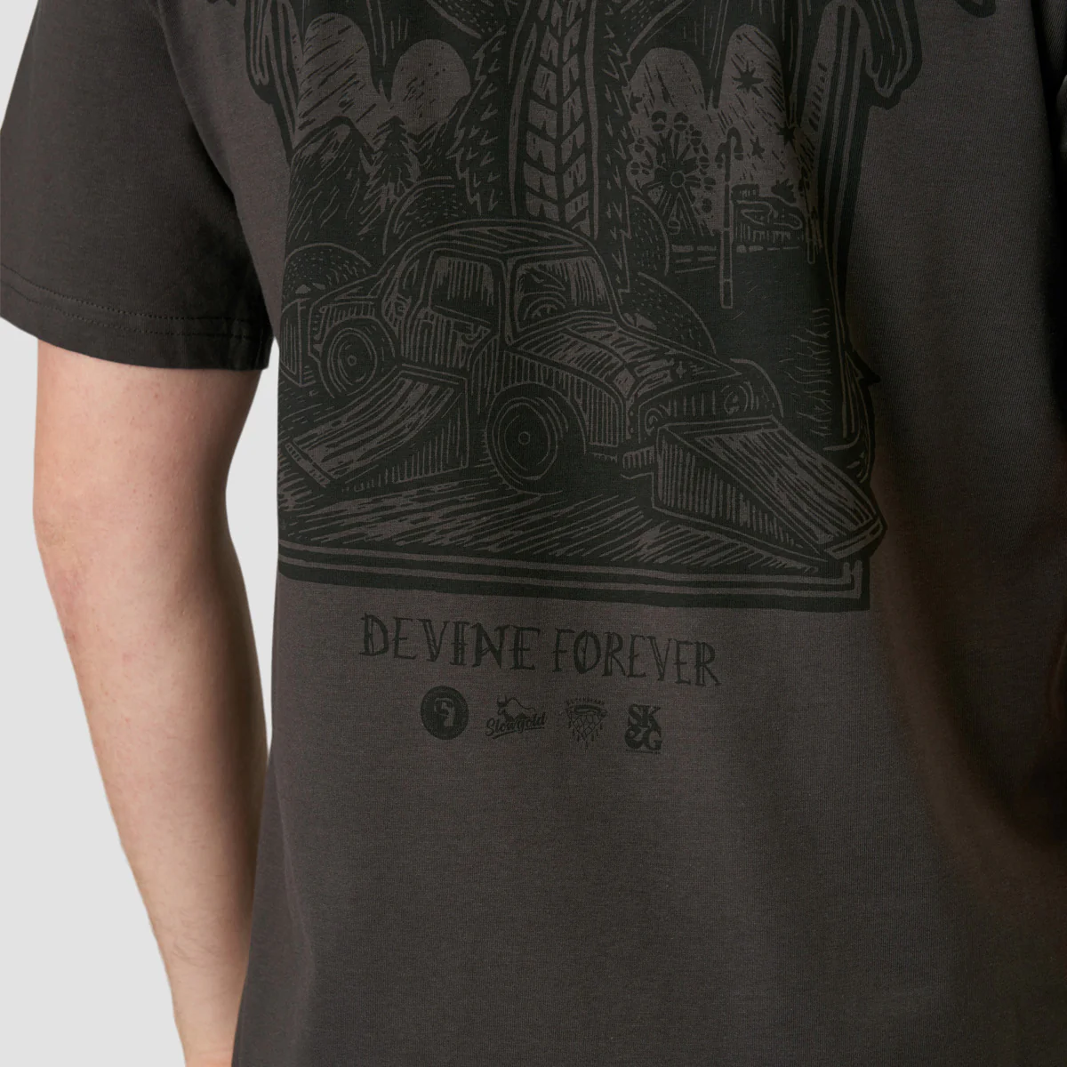 Heathen Devine Jam T-Shirt Coal - Image 4