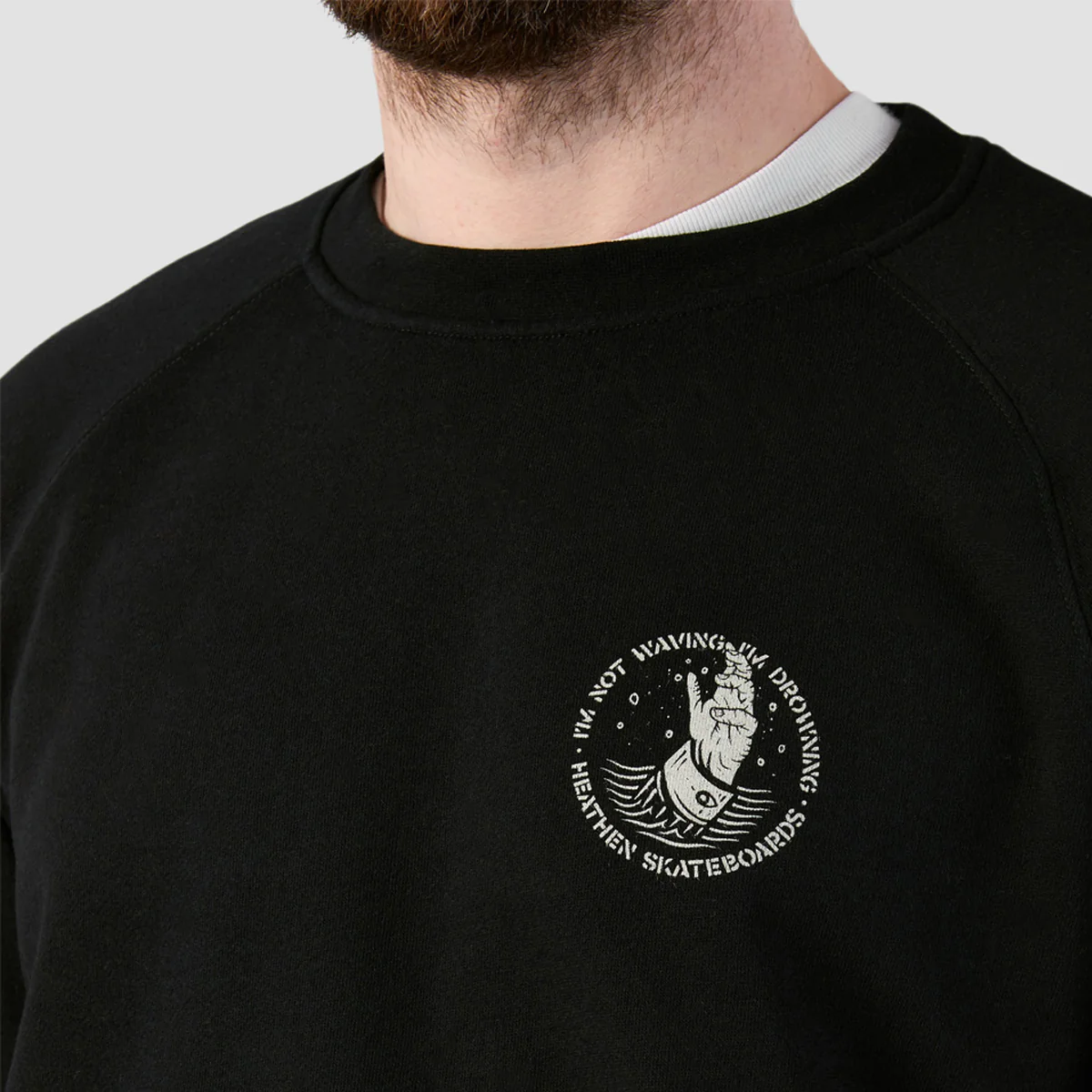 Heathen Drowning Crew Sweatshirt Black - Image 3