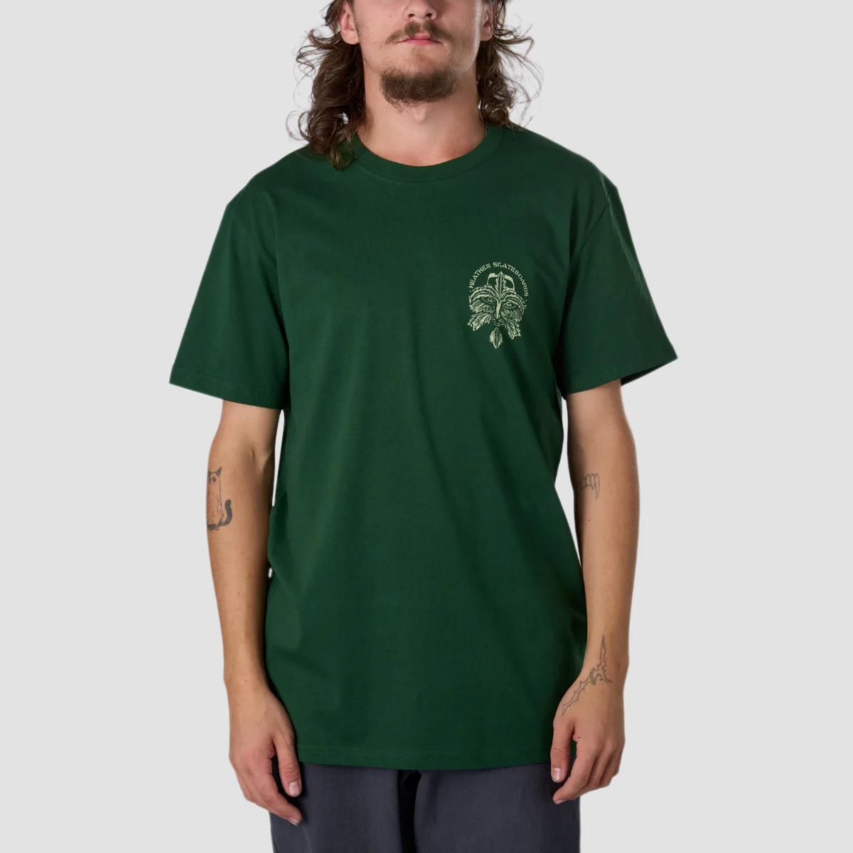 Heathen Green Man Mono T-Shirt Forest Green - Image 2