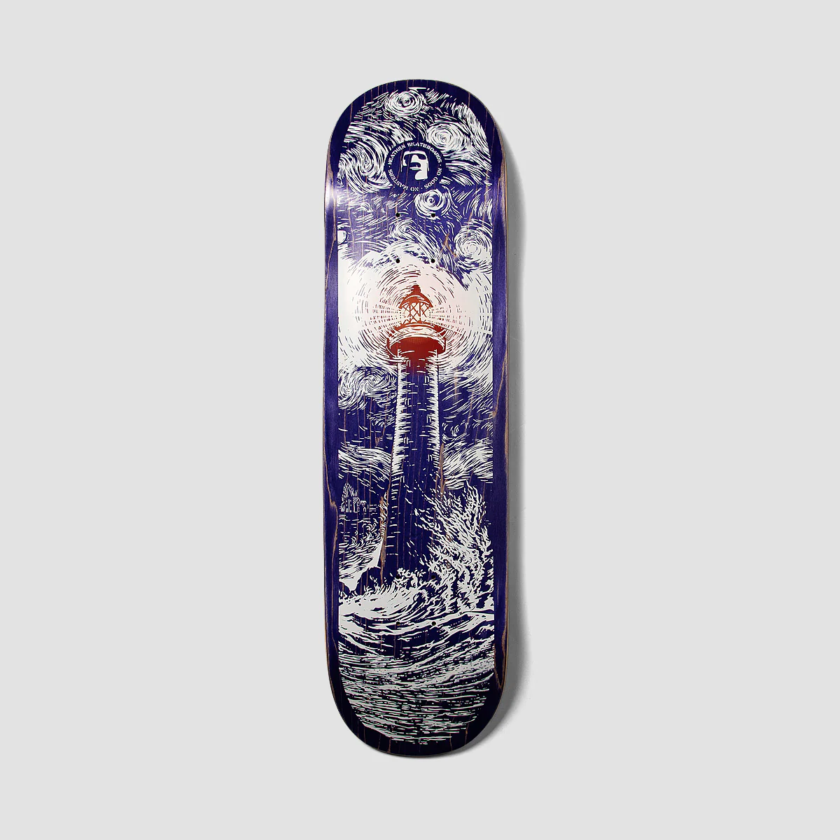 Heathen Lighthouse On Squarehead Skateboard Deck Blue/White - 8.5"