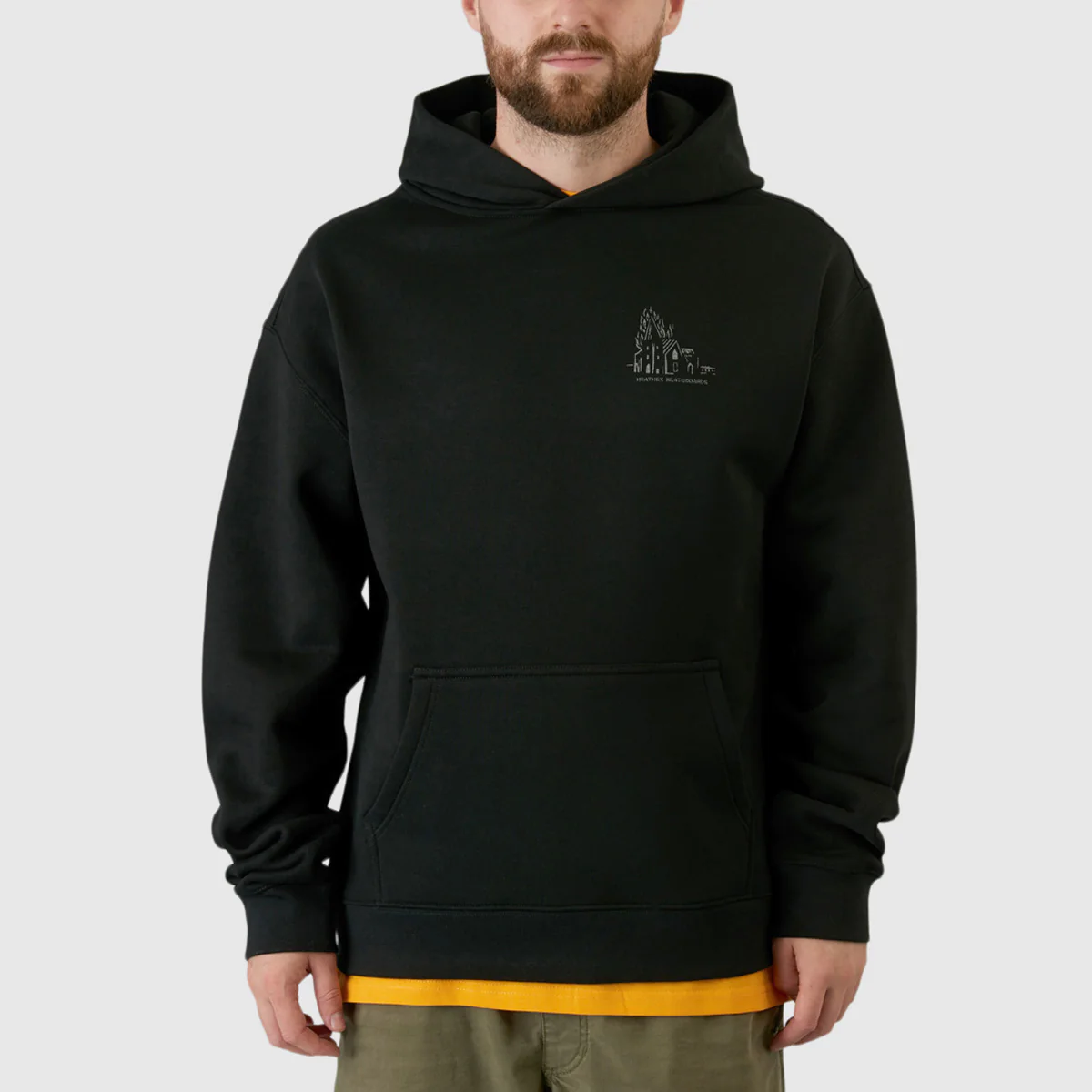 Heathen Lighthouse Relax Fit Pullover Hoodie Black/Metal - Image 2