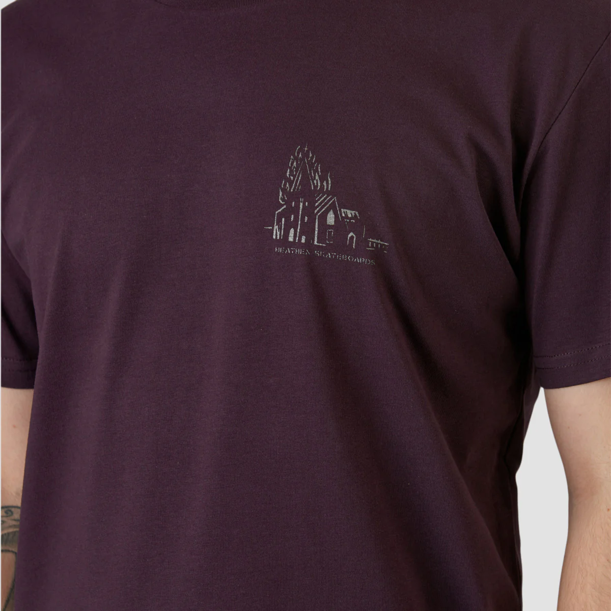 Heathen Lighthouse T-Shirt Plum/Metal - Image 3