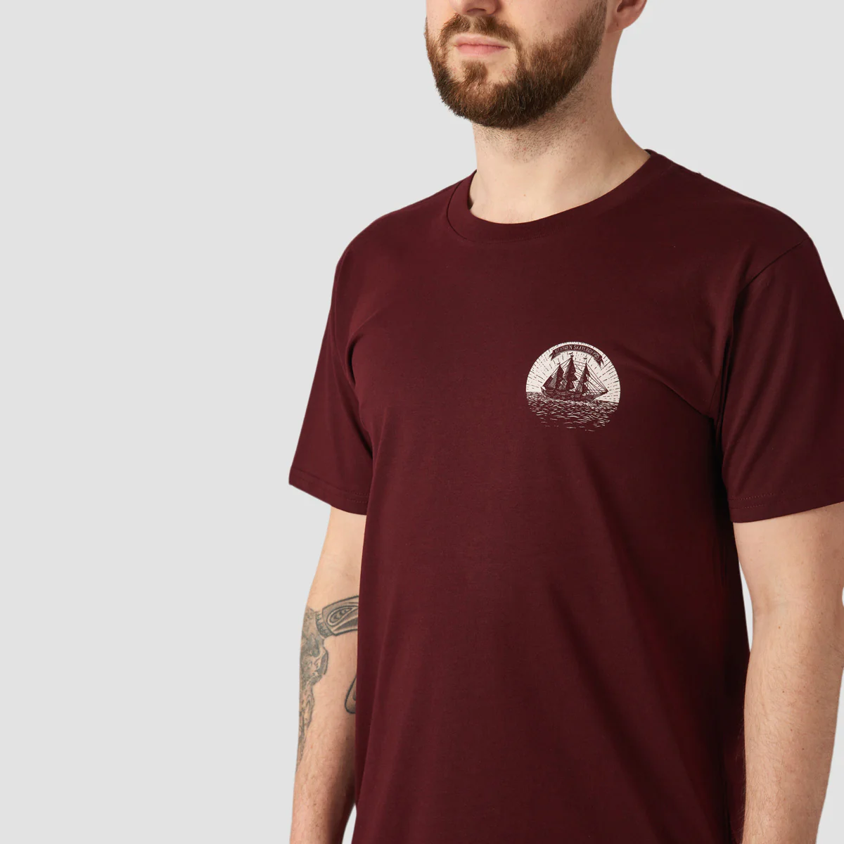 Heathen Moby T-Shirt Burgundy - Image 3