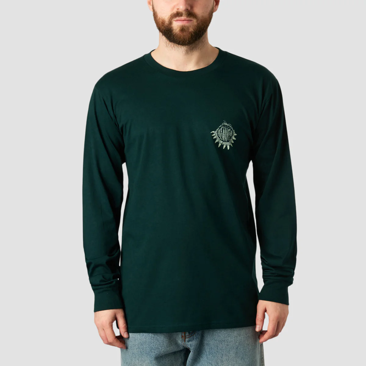 Heathen Moby Vs Kraken Longsleeve T-Shirt Pine Green - Image 2
