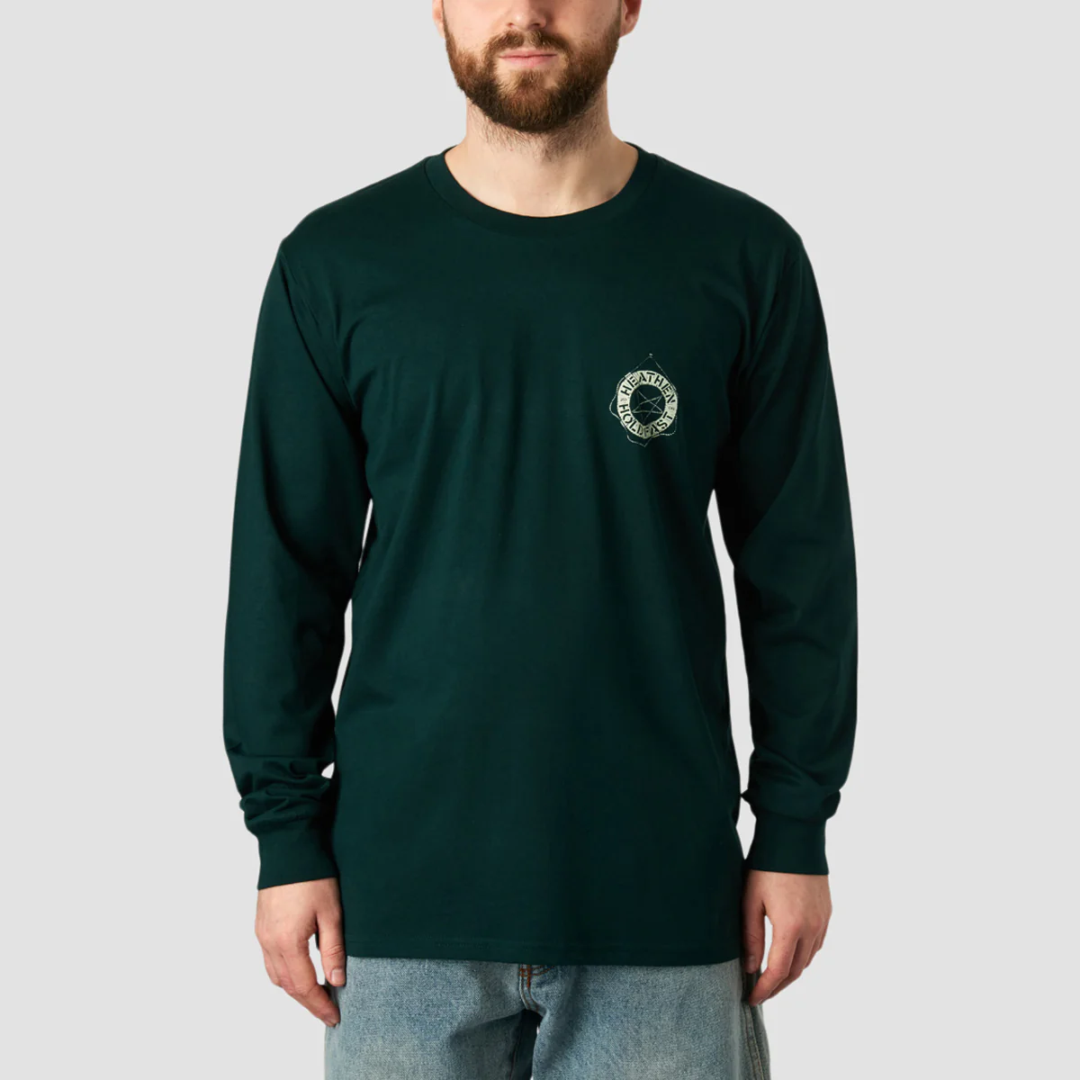 Heathen Stormy Seas Longsleeve T-Shirt Pine Green - Image 2