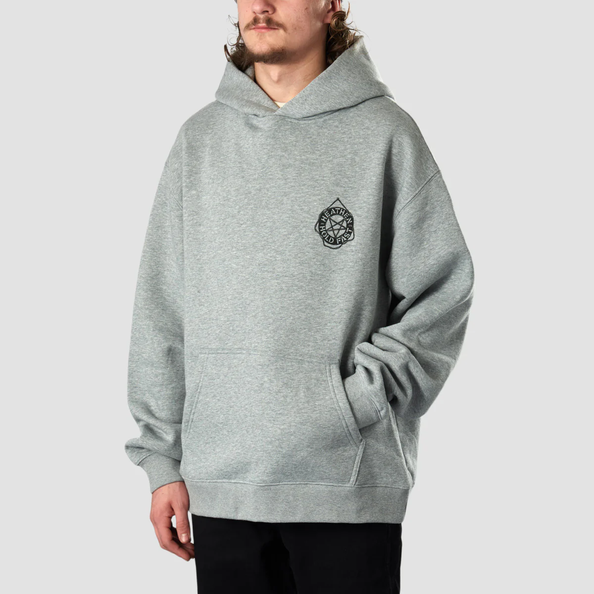 Heathen Stormy Seas Relax fit Pullover Hoodie Athletic Heather - Image 3