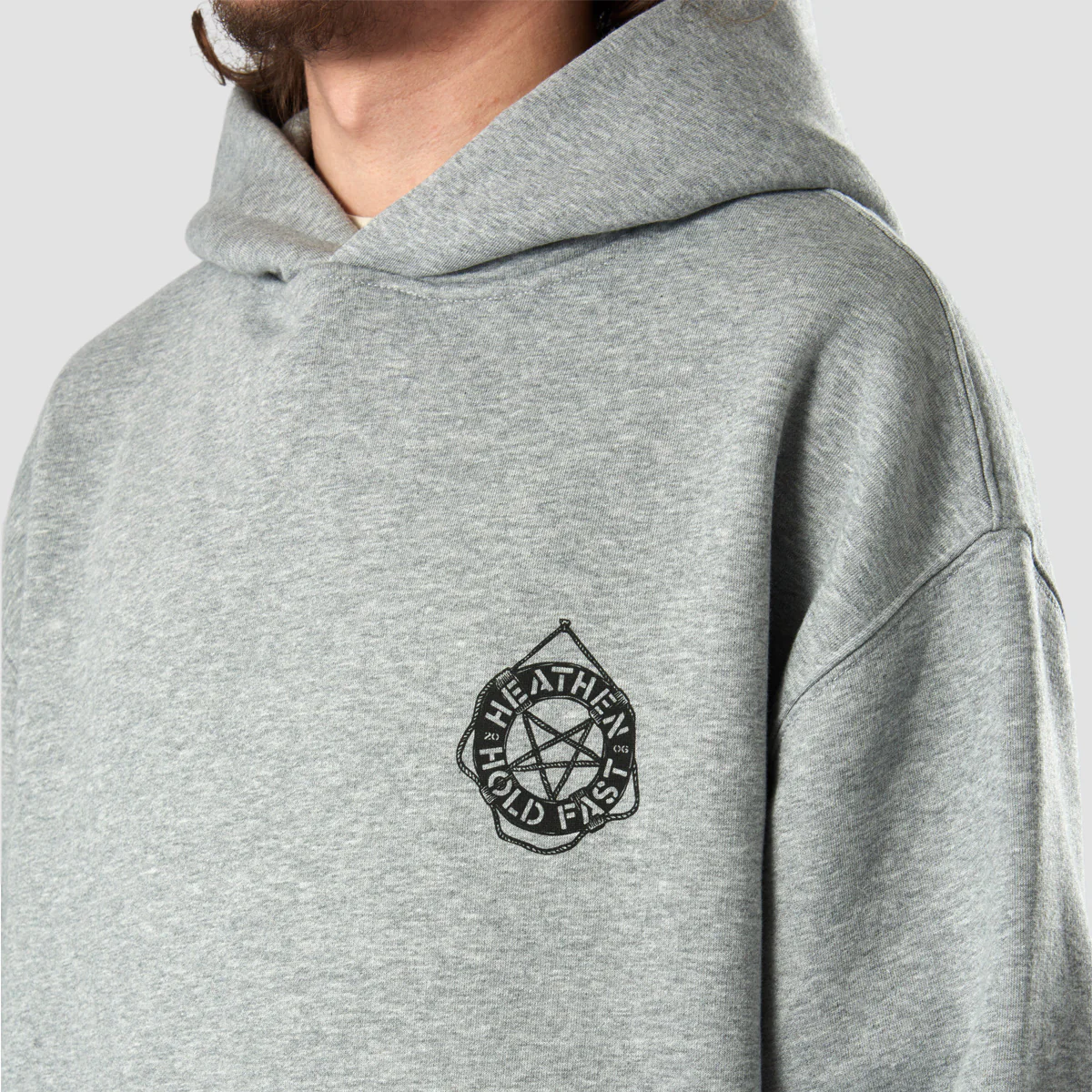 Heathen Stormy Seas Relax fit Pullover Hoodie Athletic Heather - Image 4