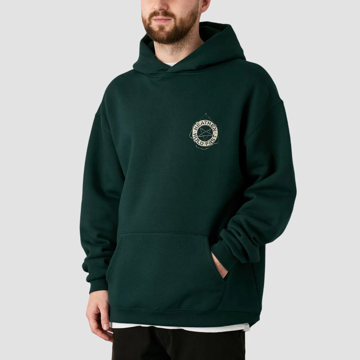 Heathen Stormy Seas Relaxed Fit Pullover Hoodie Pine - Image 4