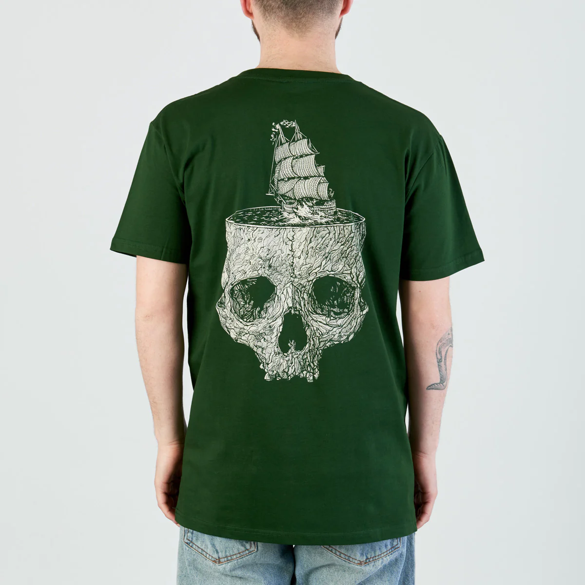 Heathen Stormy Seas T-Shirt Forest Green - Image 2