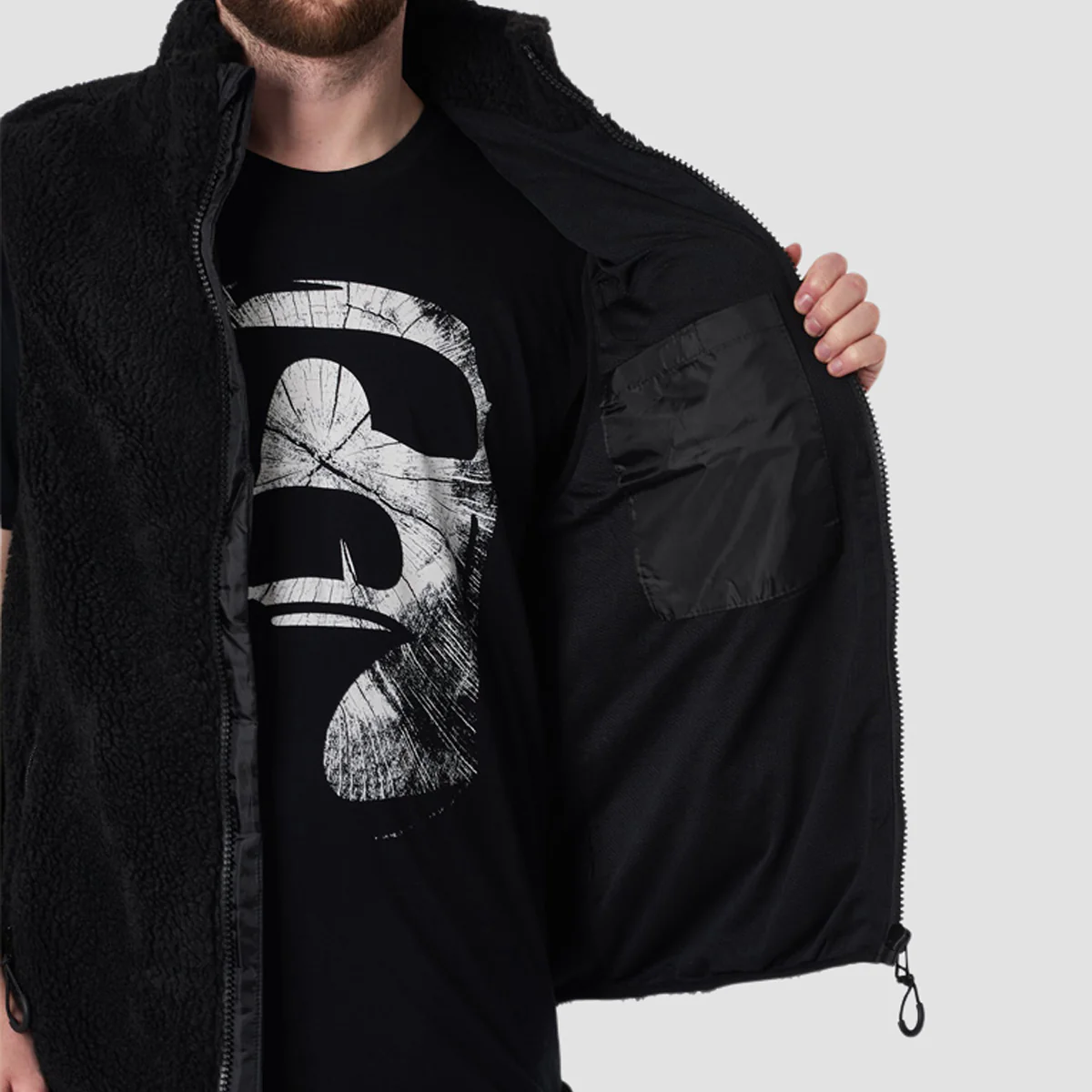 Heathen Wall of Sleep Fleece Vest Black - Image 4