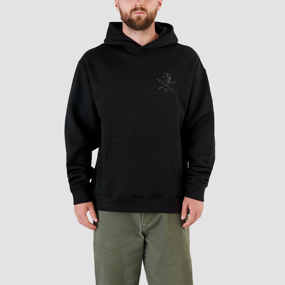 Heathen White Whale Relax Fit Pullover Hoodie Black/Metal - Image 2