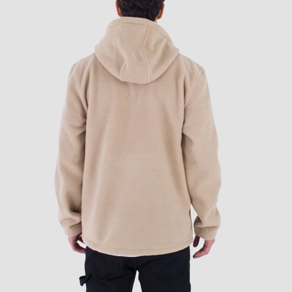 Hurley Burrito Sherpa 1/4 Zip Pullover Hoodie Khaki - Image 2