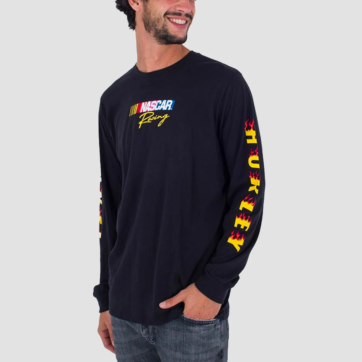 Hurley Nascar Everyday Flame Longsleeve T-Shirt Black - Image 2