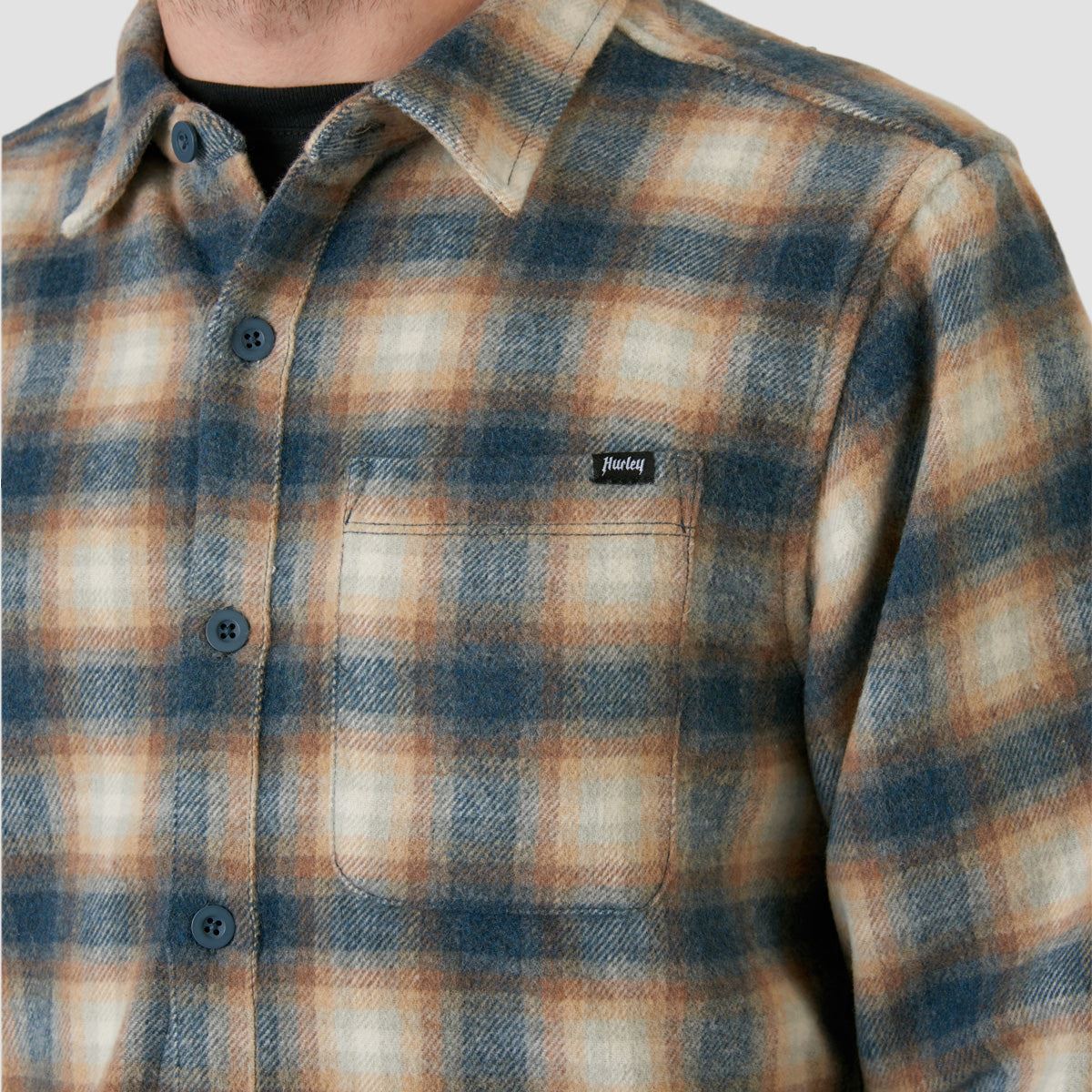 Hurley Portland Heavyweight Flannel Longsleeve Shirts Iron Ore - Image 3