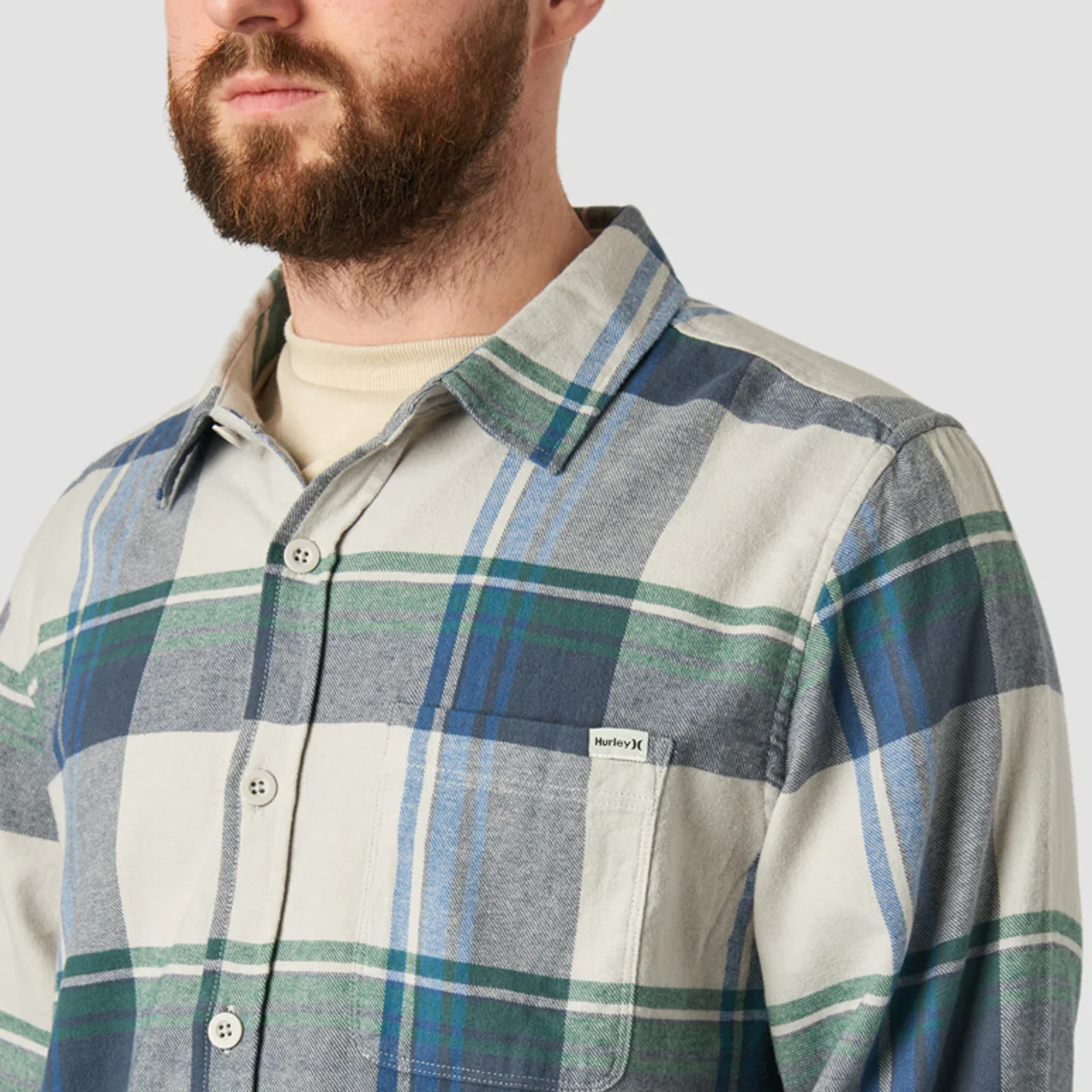 Hurley Portland Organic Flannel Longsleeve Shirt Platinum - Image 2
