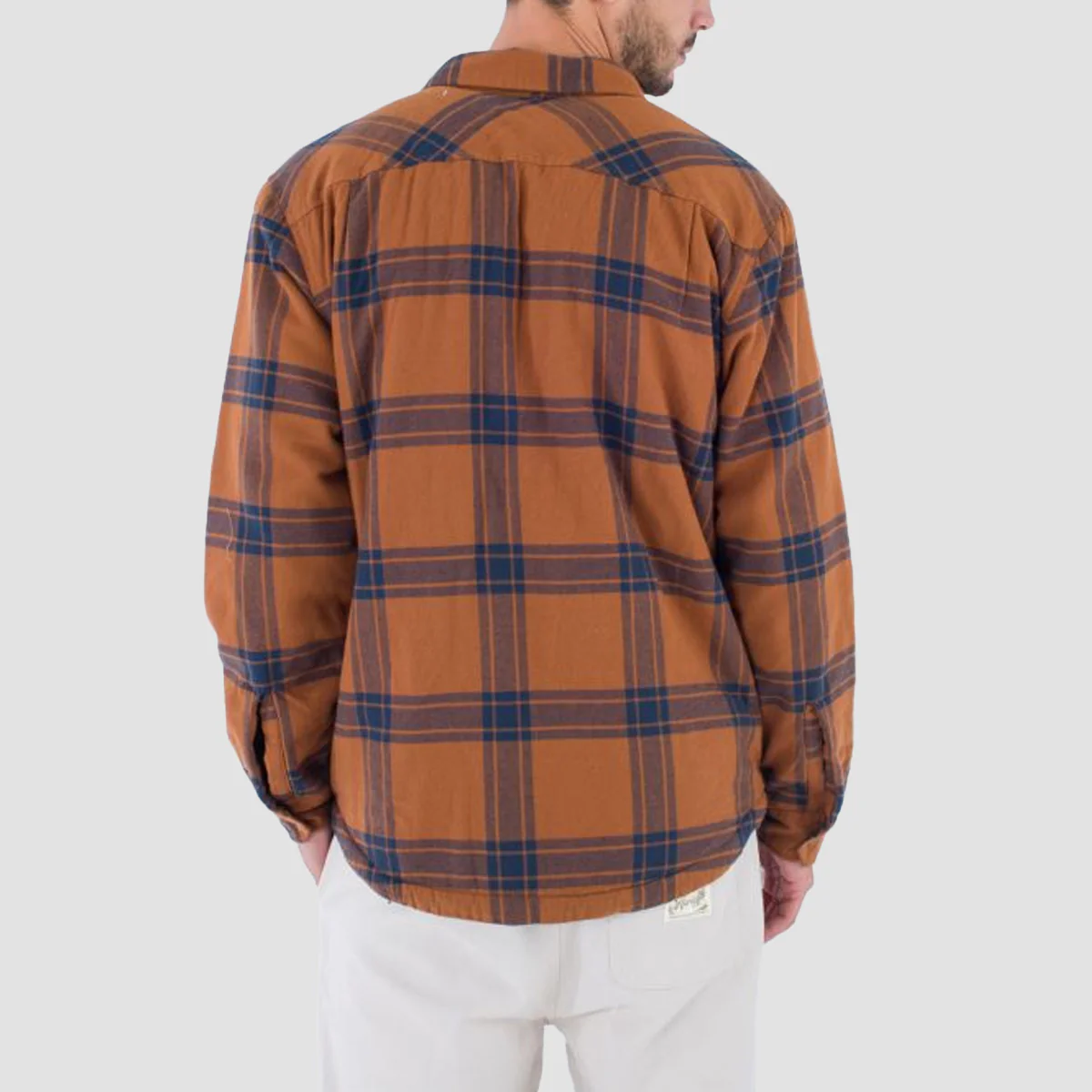Hurley Portland Sherpa Lined Flannel Longsleeve Shirt Euro Brown - Image 3
