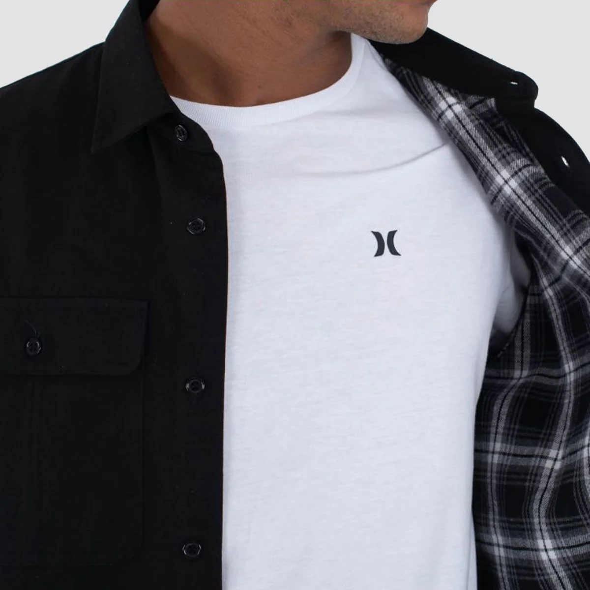 Hurley Worker Flannel Lined Longsleeve Shirt Black - Image 3